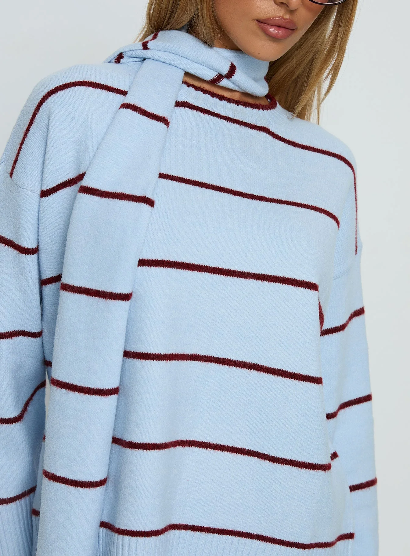 Beanie Oversized Jumper Blue Stripe - Image 5