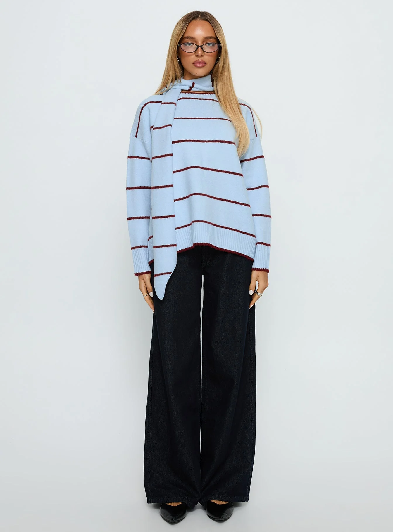 Beanie Oversized Jumper Blue Stripe - Image 6