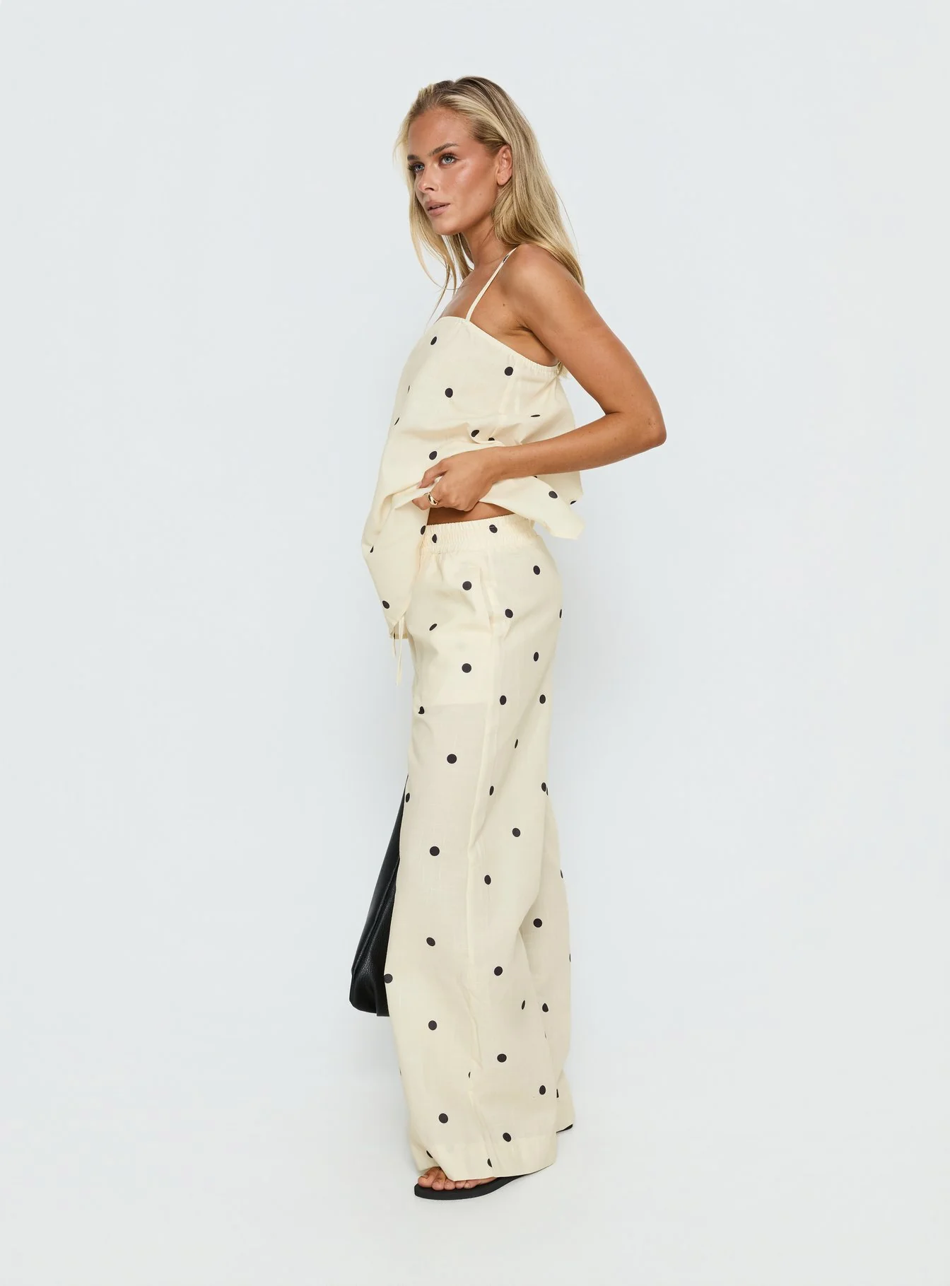 Bellara Tie Waist Pants Yellow Polka - Image 4