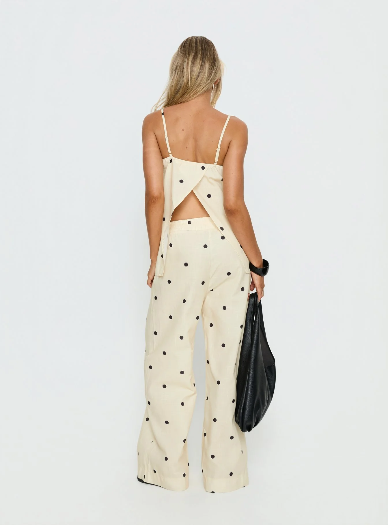 Bellara Tie Waist Pants Yellow Polka - Image 5