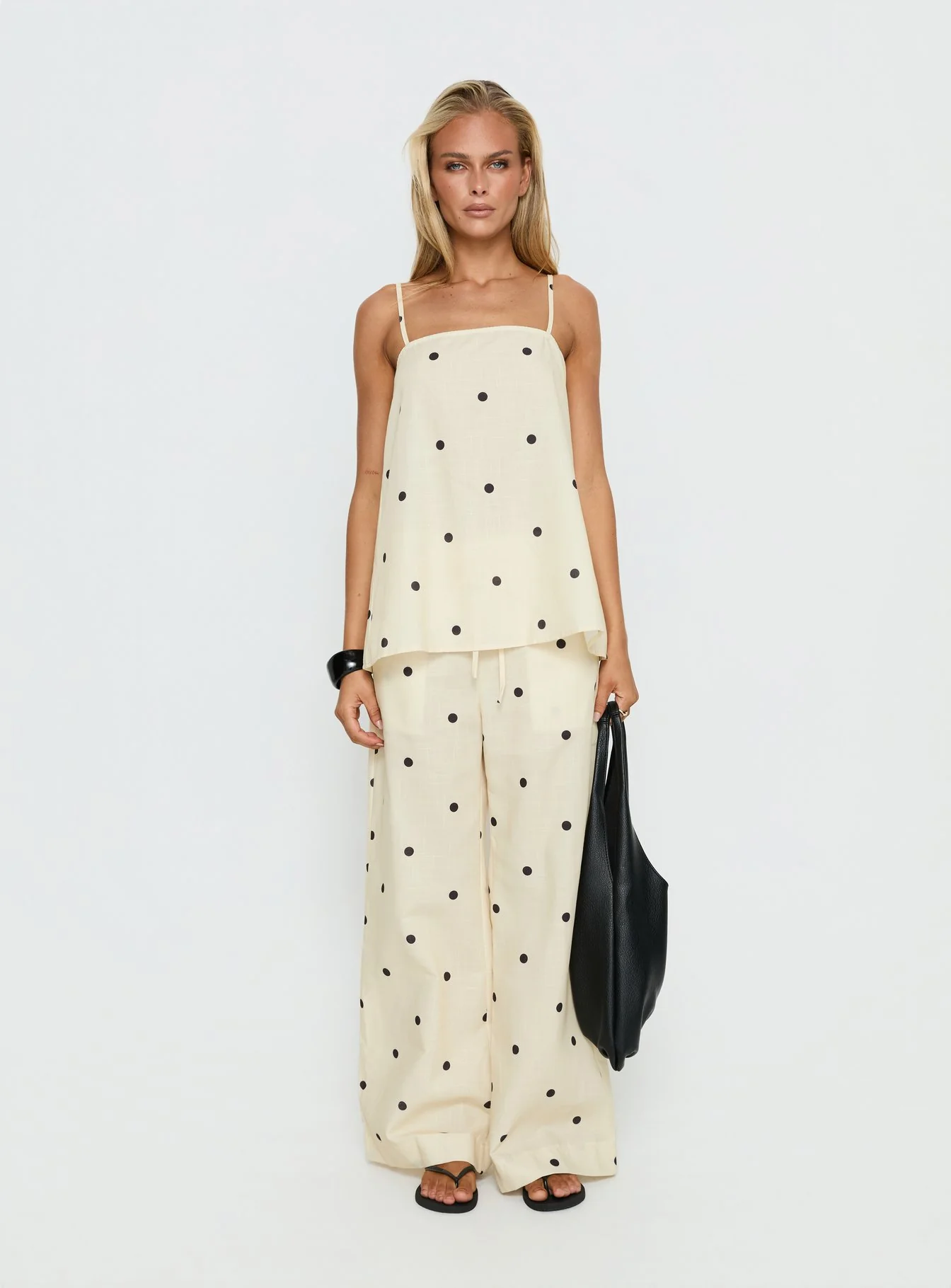 Bellara Tie Waist Pants Yellow Polka - Image 7