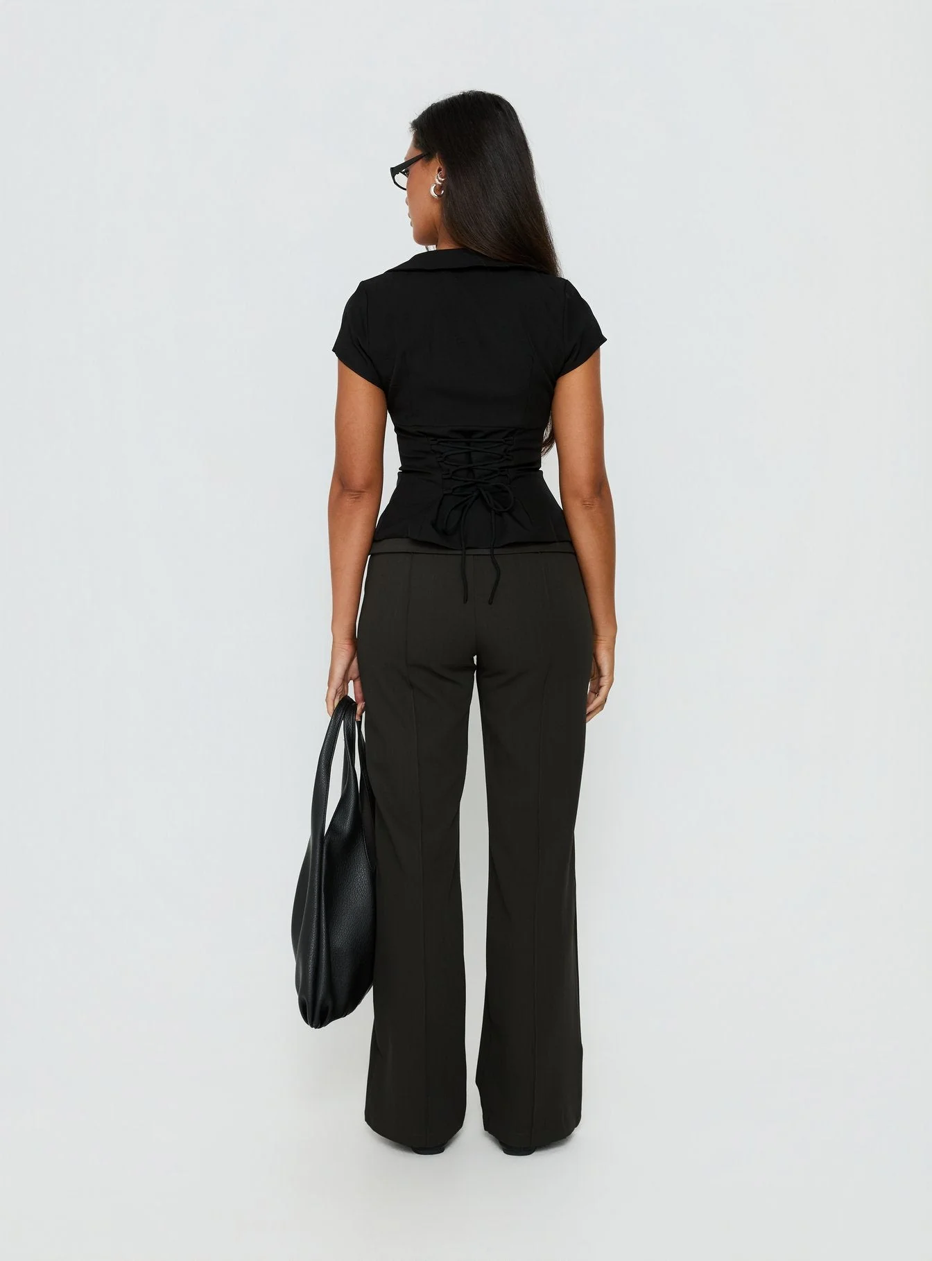 Belvia Layered Mid Rise Pants Slate Grey - Image 5