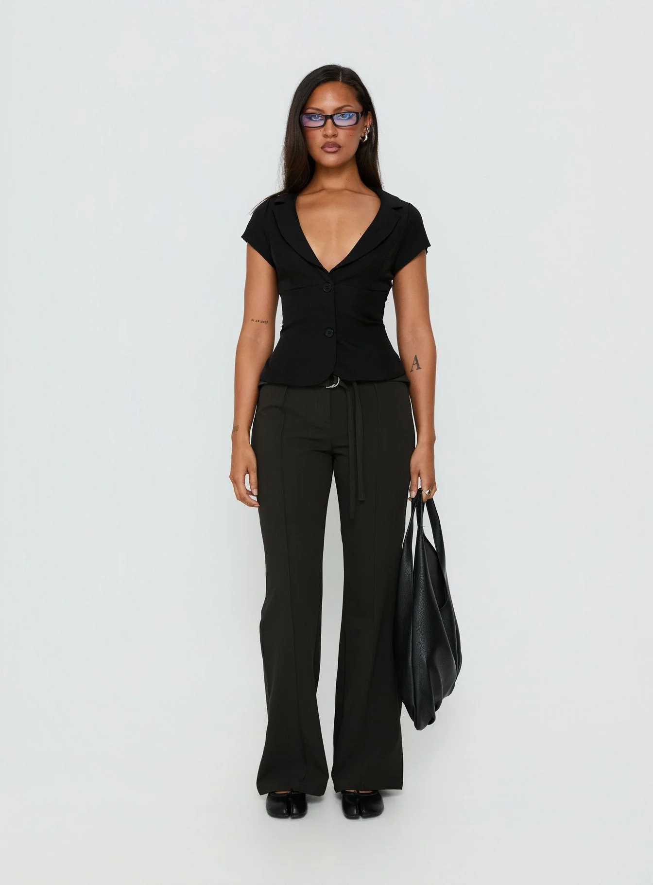 Belvia Layered Mid Rise Pants Slate Grey - Image 7