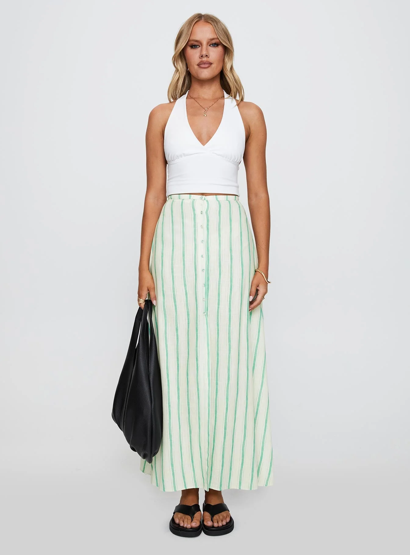 Bess Maxi Skirt Green Stripe - Image 6