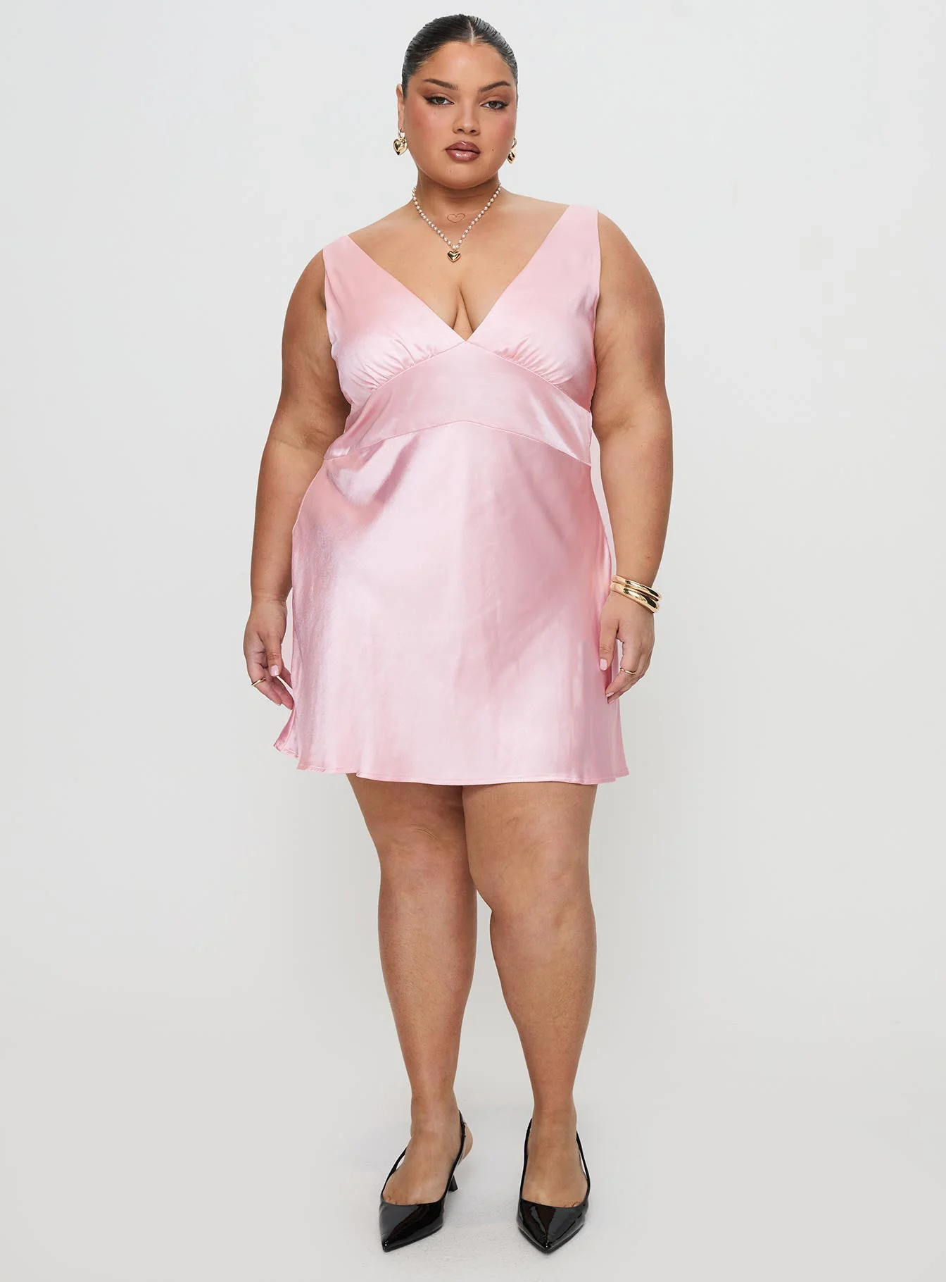 Birdette Plunge Mini Dress Pink - Image 7