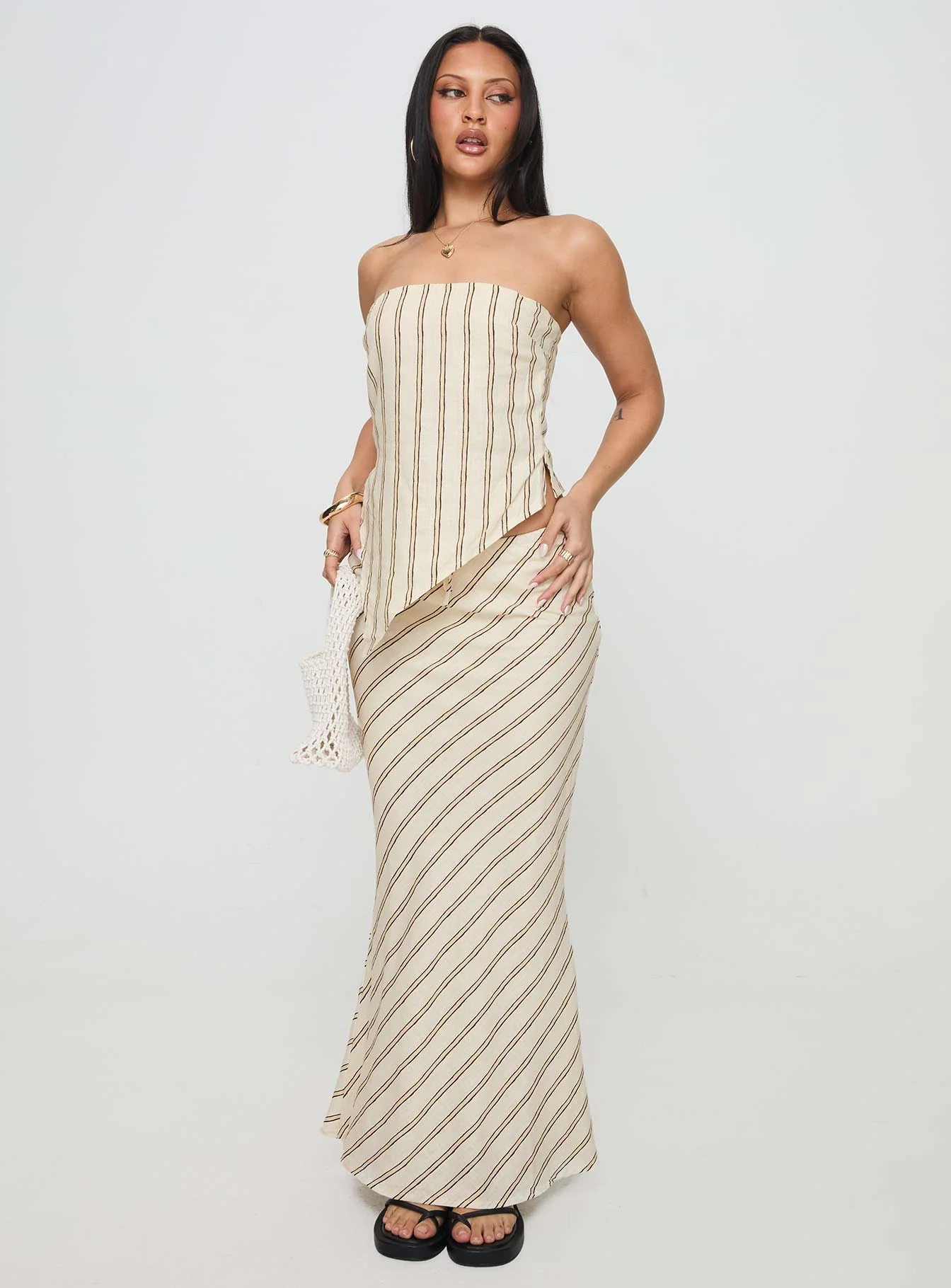 Birdie Asymmetric Linen Blend Top Cream - Image 3