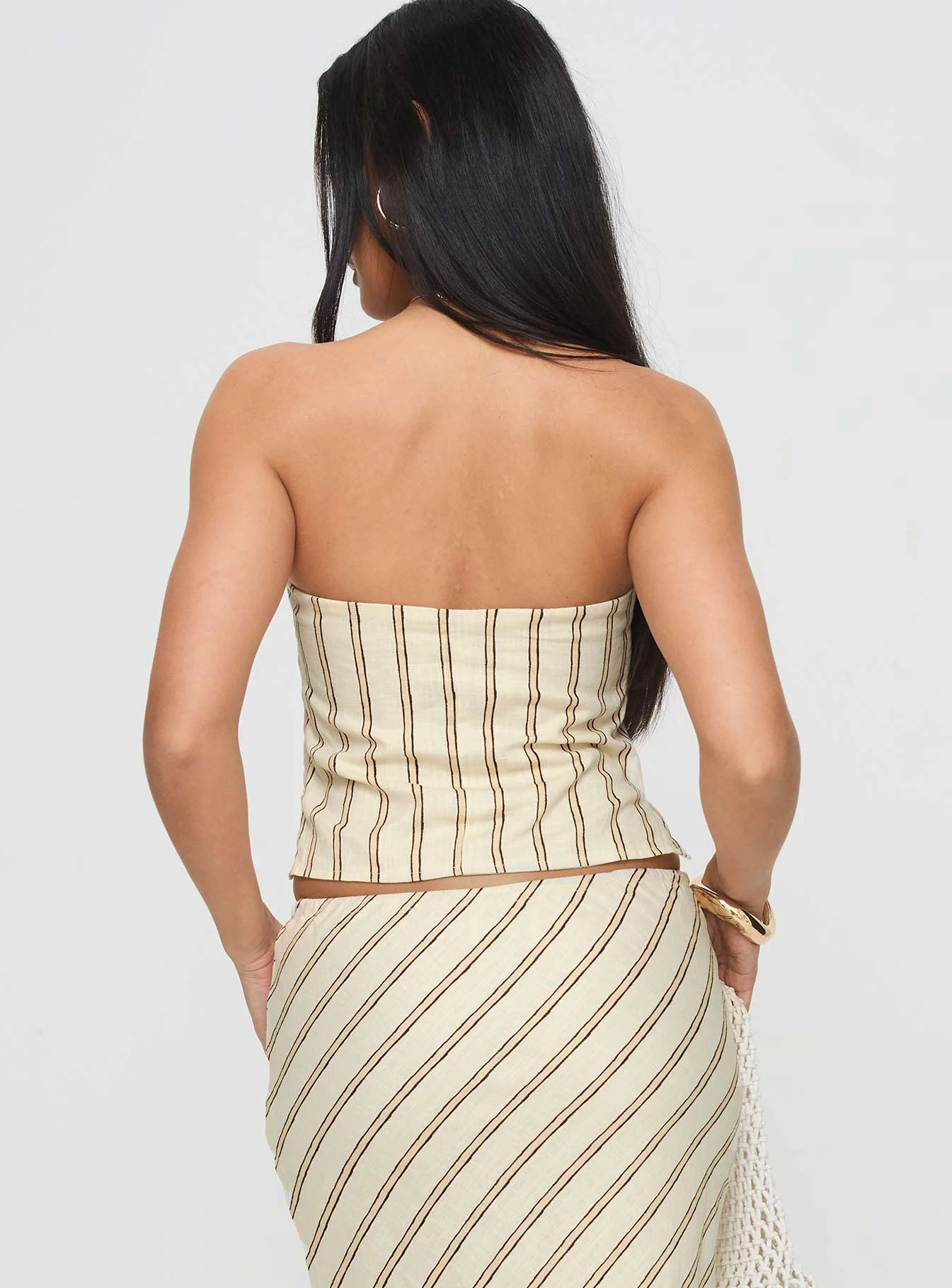 Birdie Asymmetric Linen Blend Top Cream - Image 5