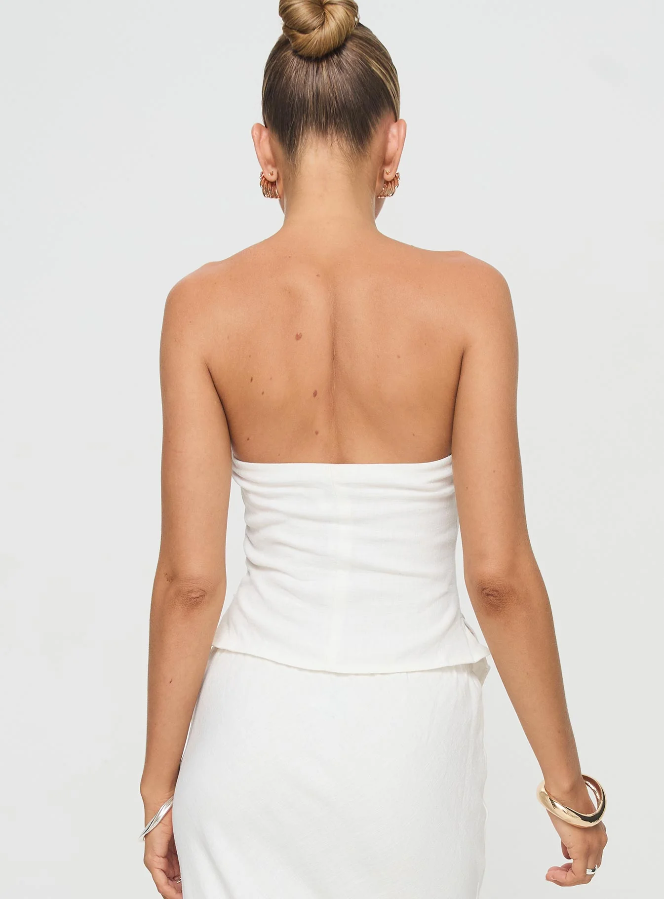 Birdie Asymmetric Linen Blend Top White - Image 6