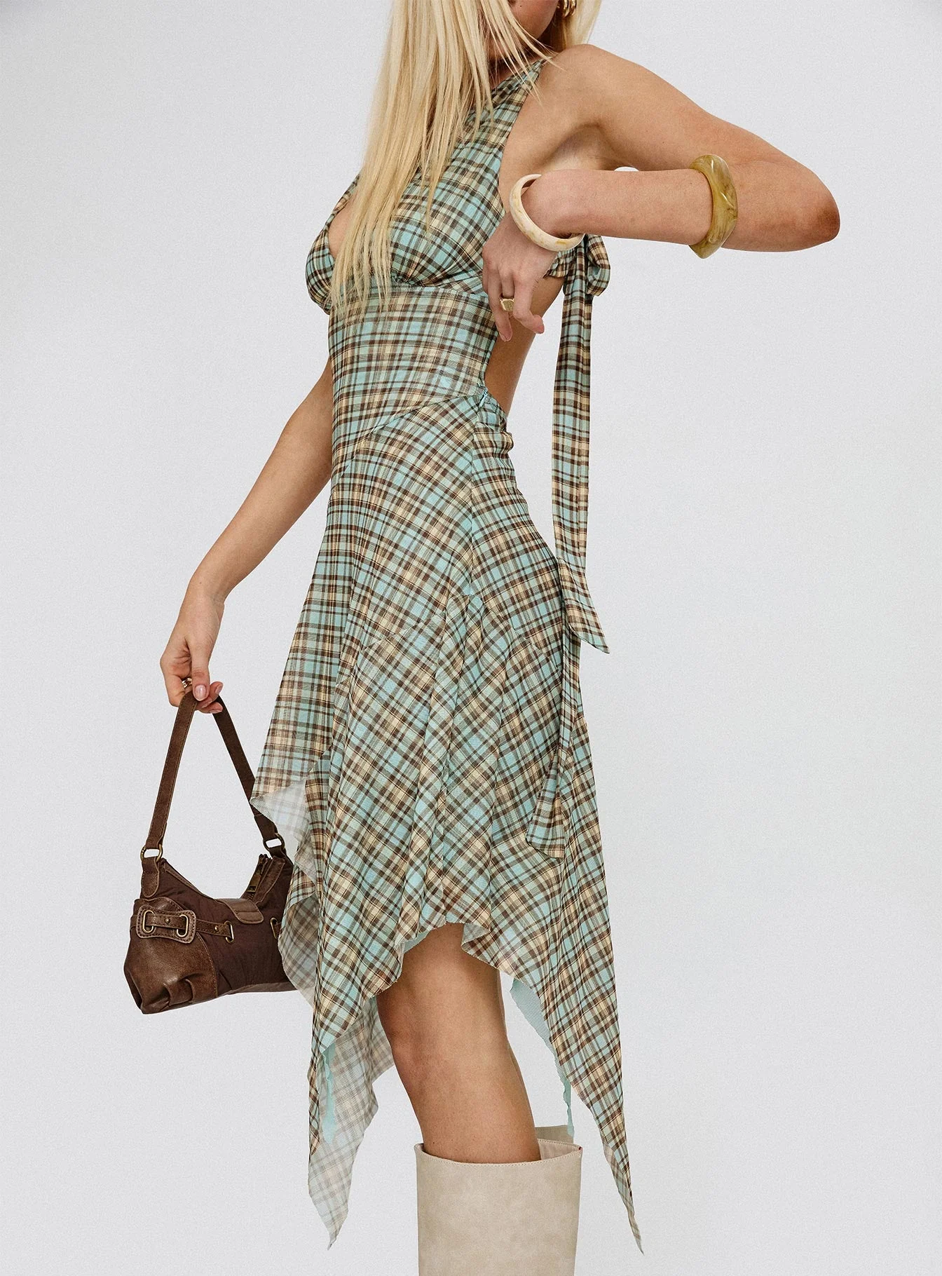 Blaize Asymmetrical Midi Dress Multi Check - Image 9