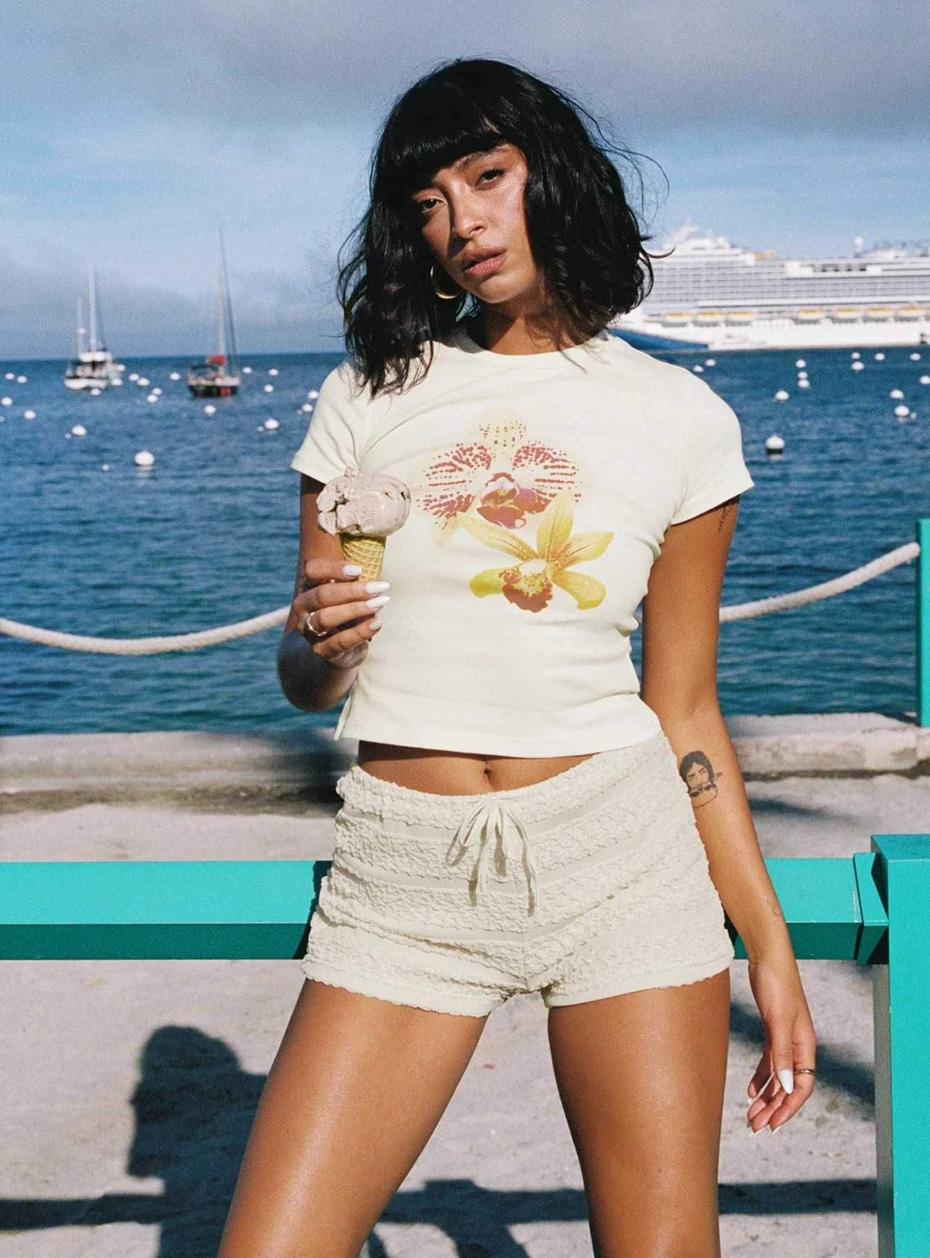 Blooming Orchids Graphic Top Cream - Image 2