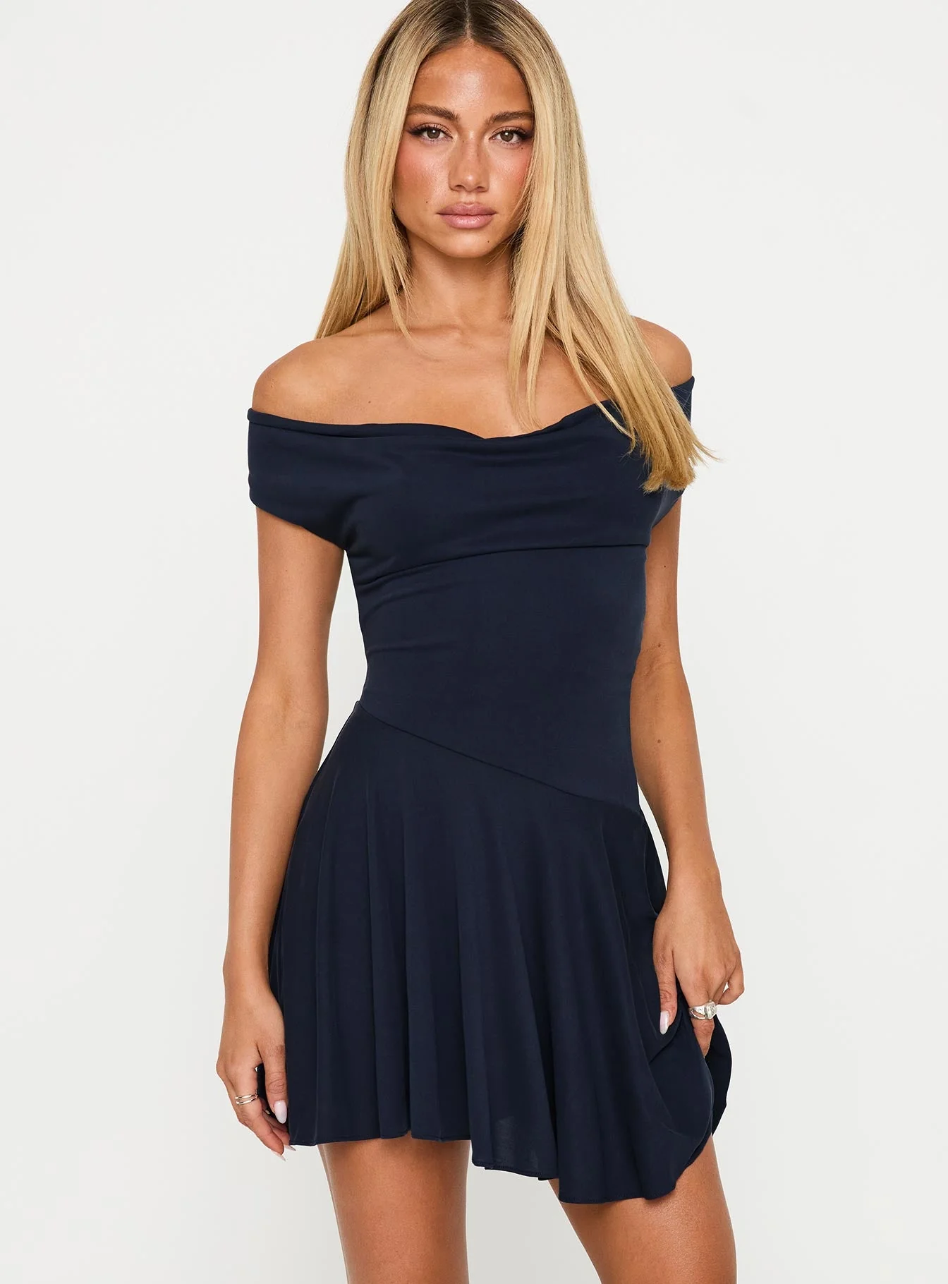 Body Heat Cowl Mini Dress Navy - Image 2