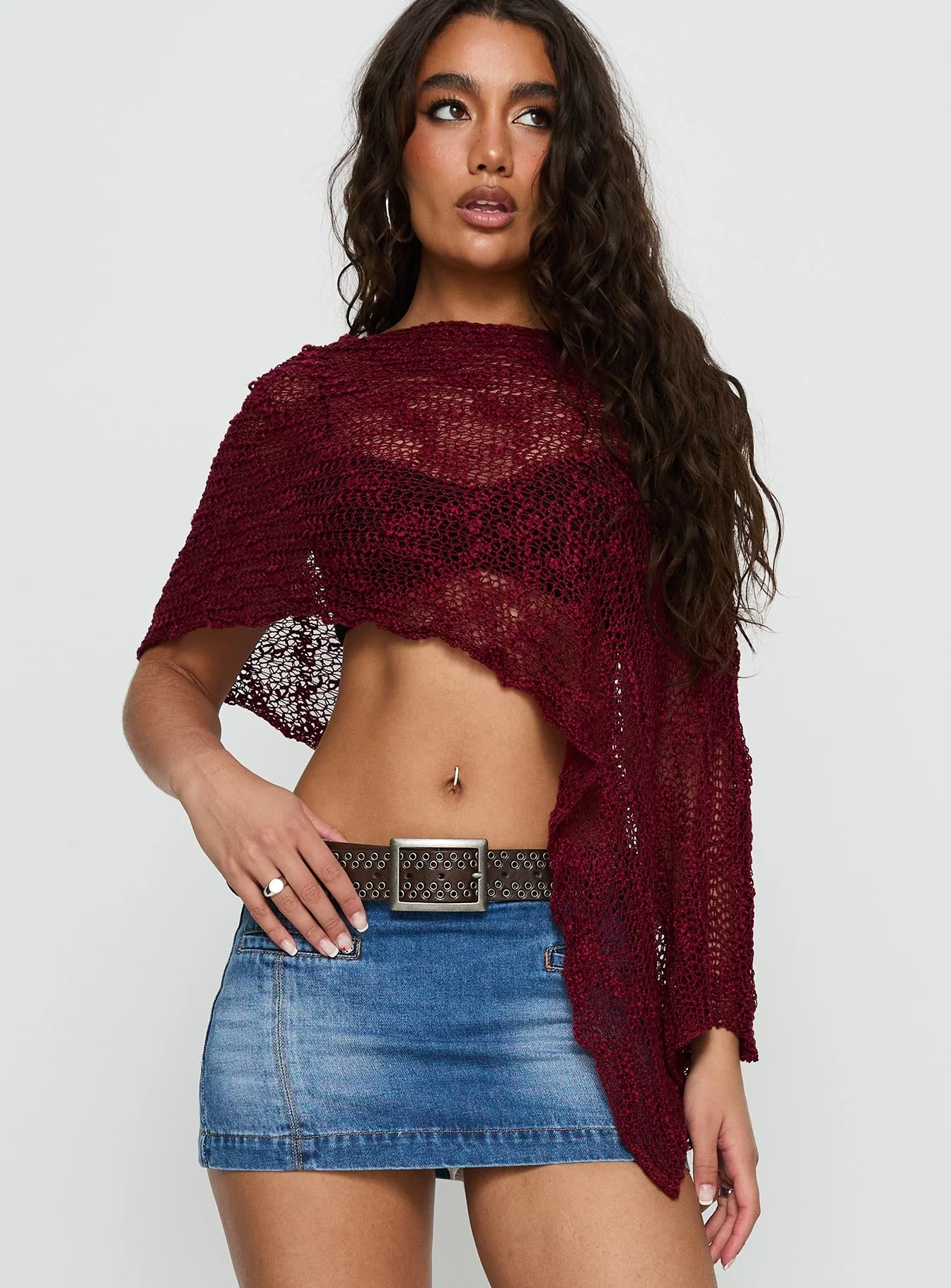 Boni Knit Poncho Wine - Image 2
