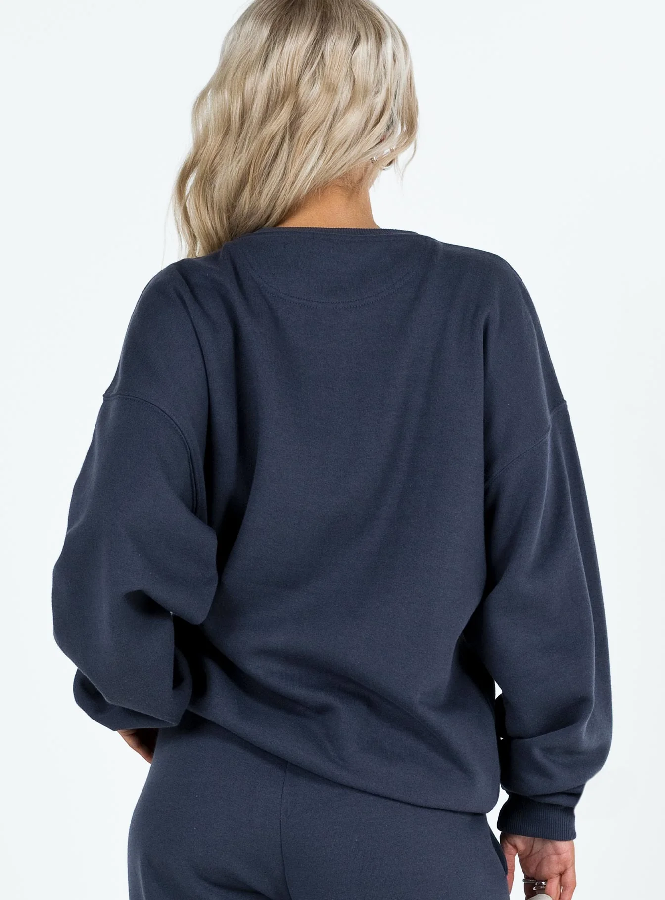 Princess Polly Crew Neck Sweatshirt Bubble Text Slate / Eggshell - Image 5