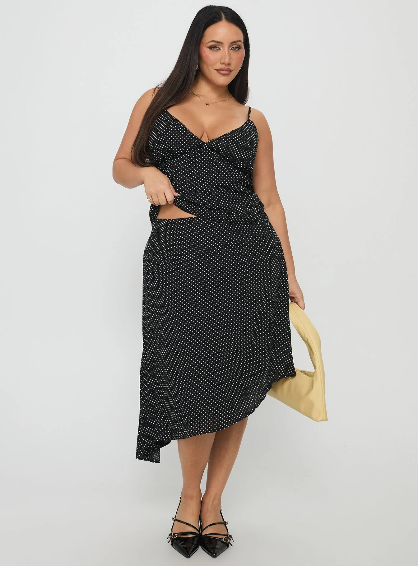 Cabernet Asymmetrical Set Black Polka Curve - Image 3