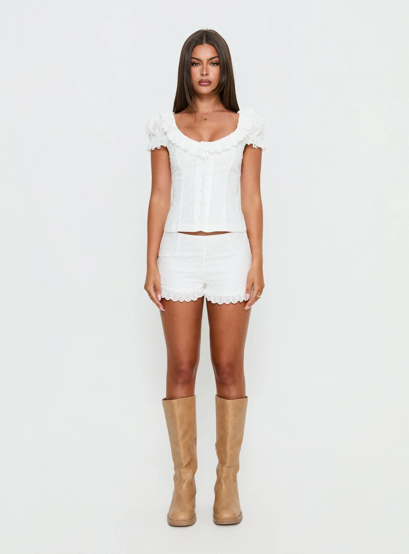 Caily Frill Shorts White - Image 7
