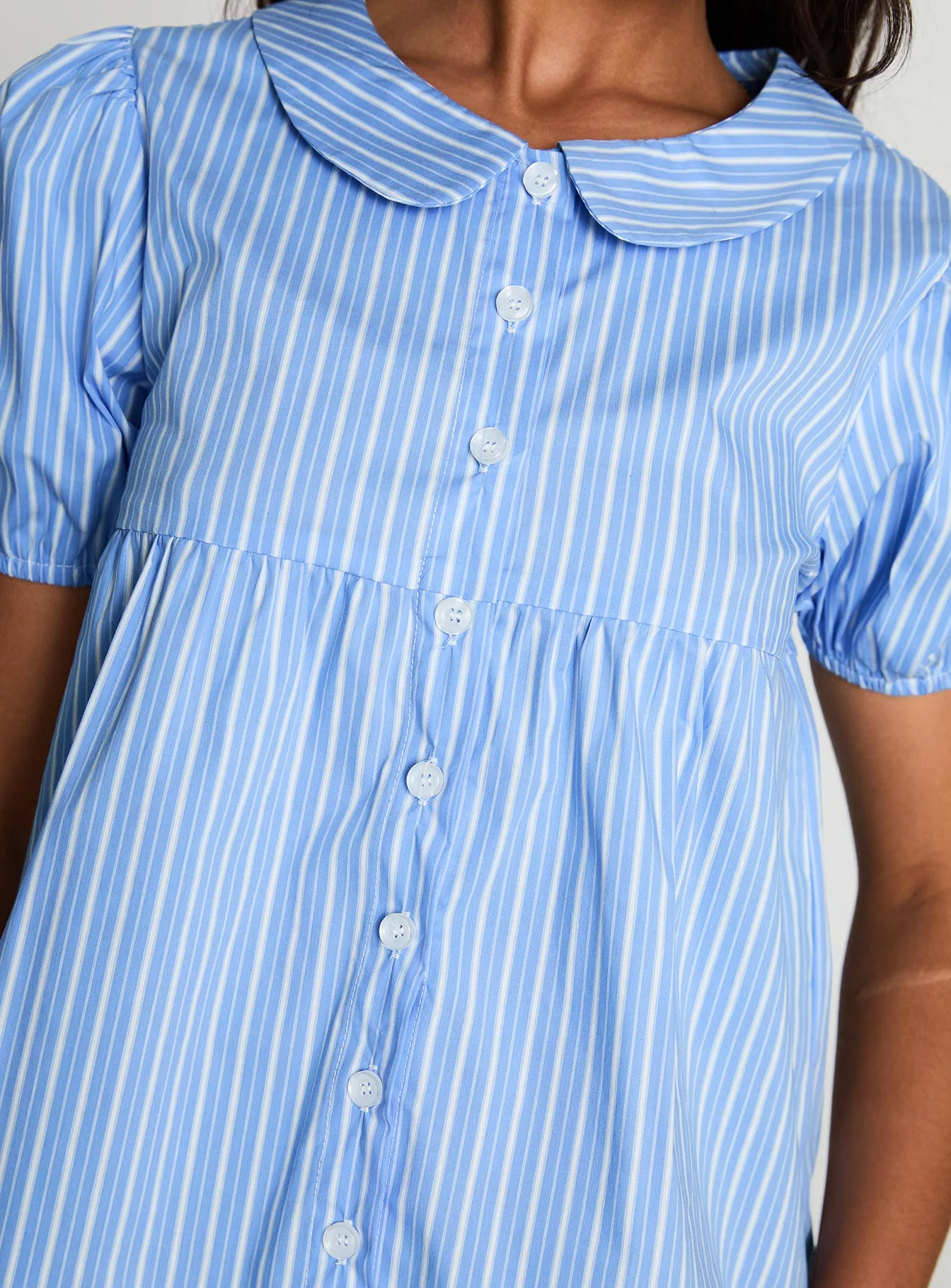Capitale Collared Top Blue Stripe - Image 6