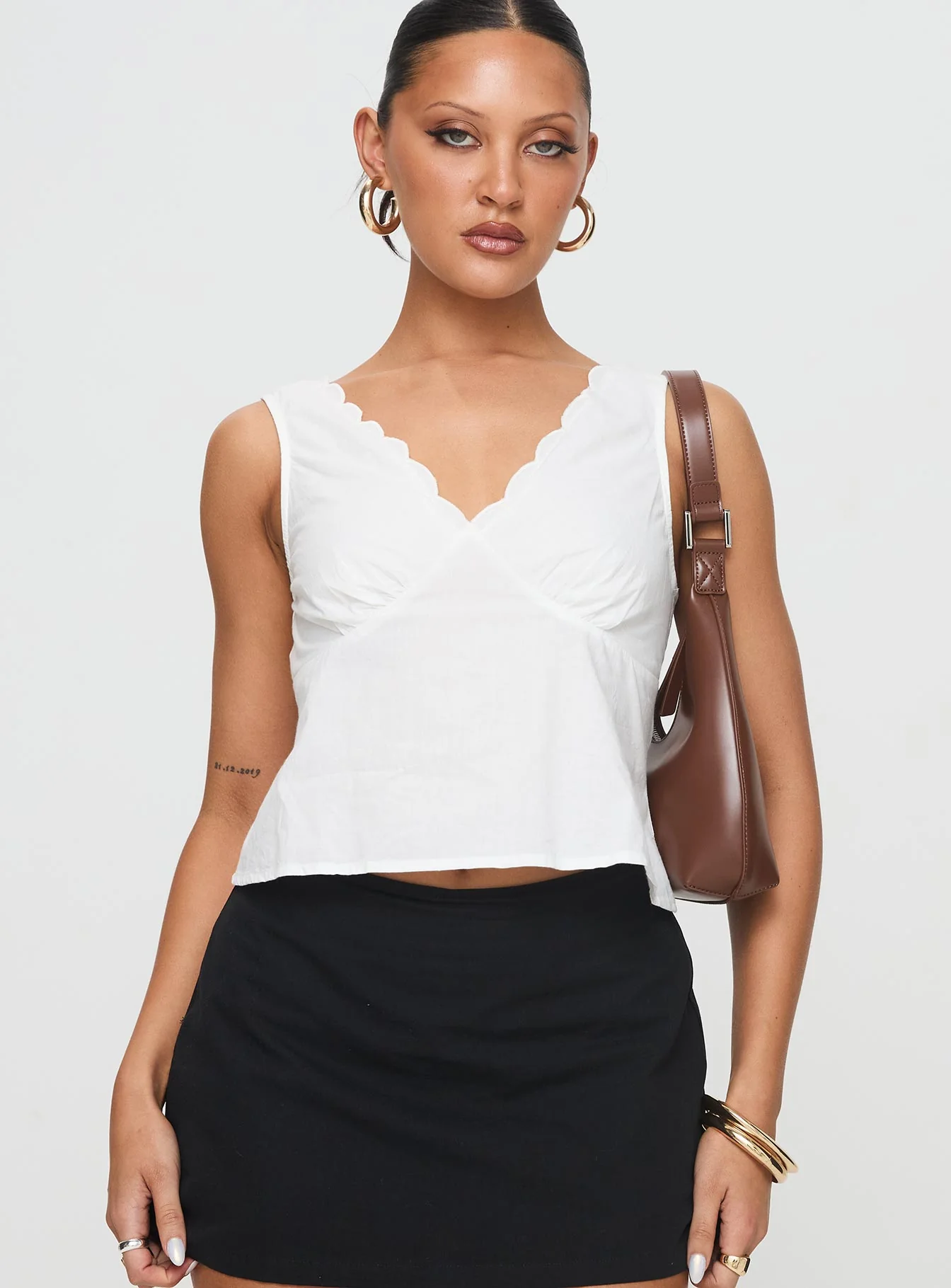 Cappucino Lace Trim Top White - Image 2