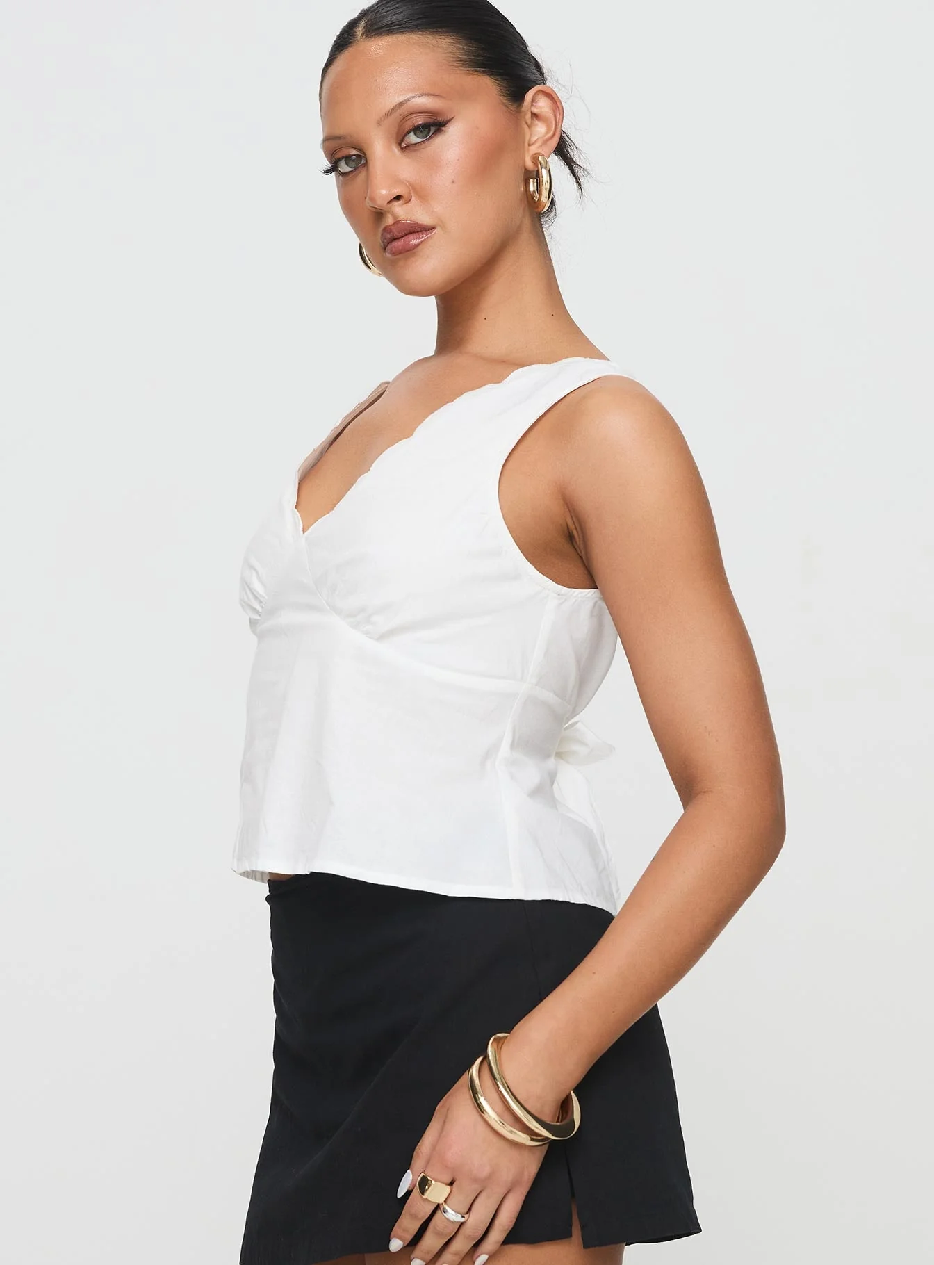Cappucino Lace Trim Top White - Image 4