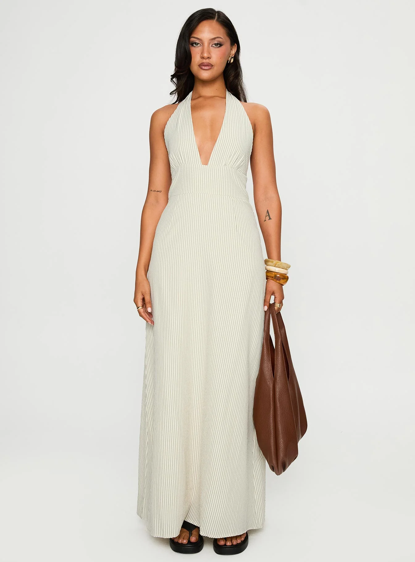 Caralyn Halter Maxi Dress Multi Stripe - Image 6