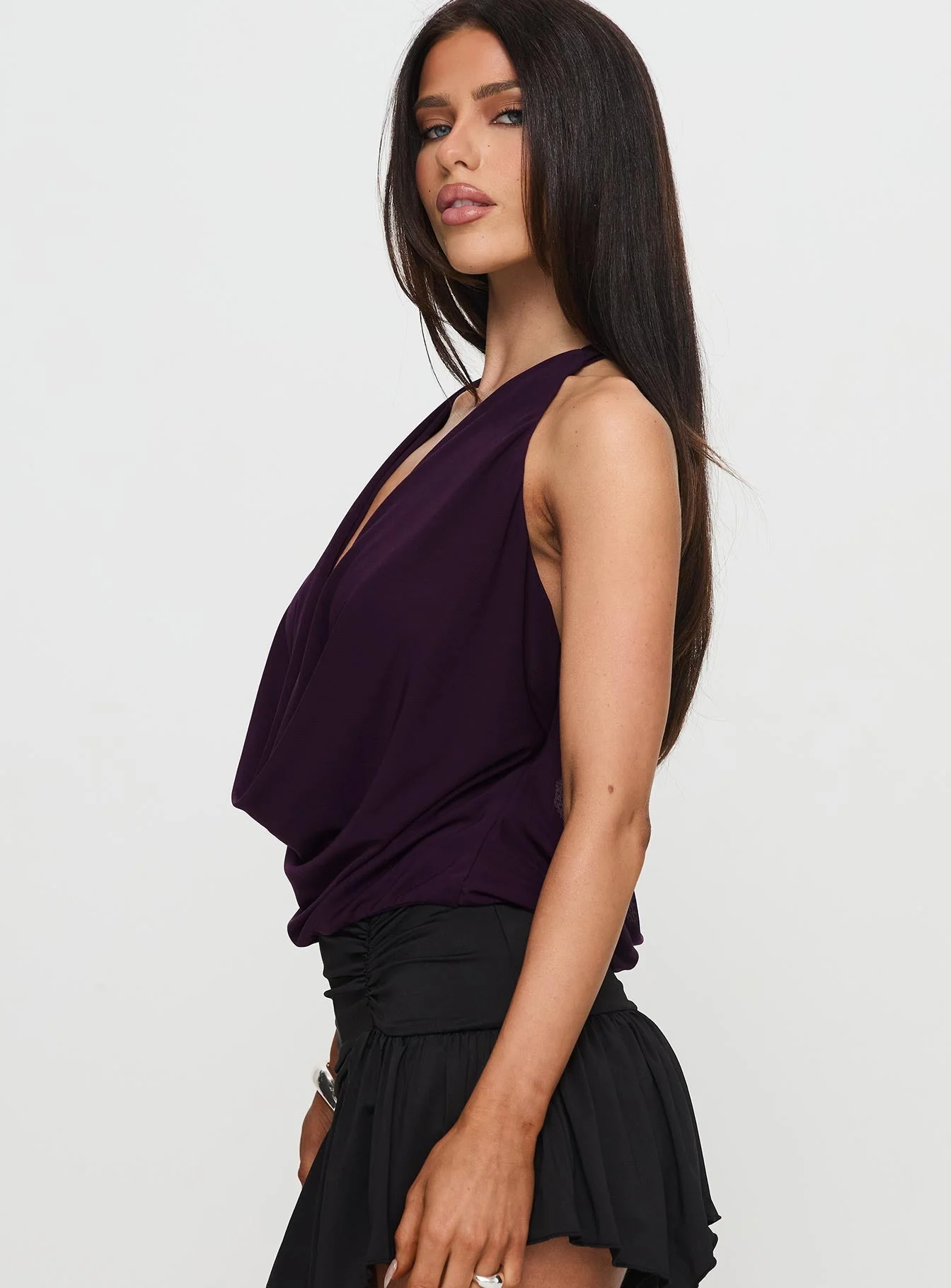 Carefree Days Cowl Neck Top Purple - Image 4