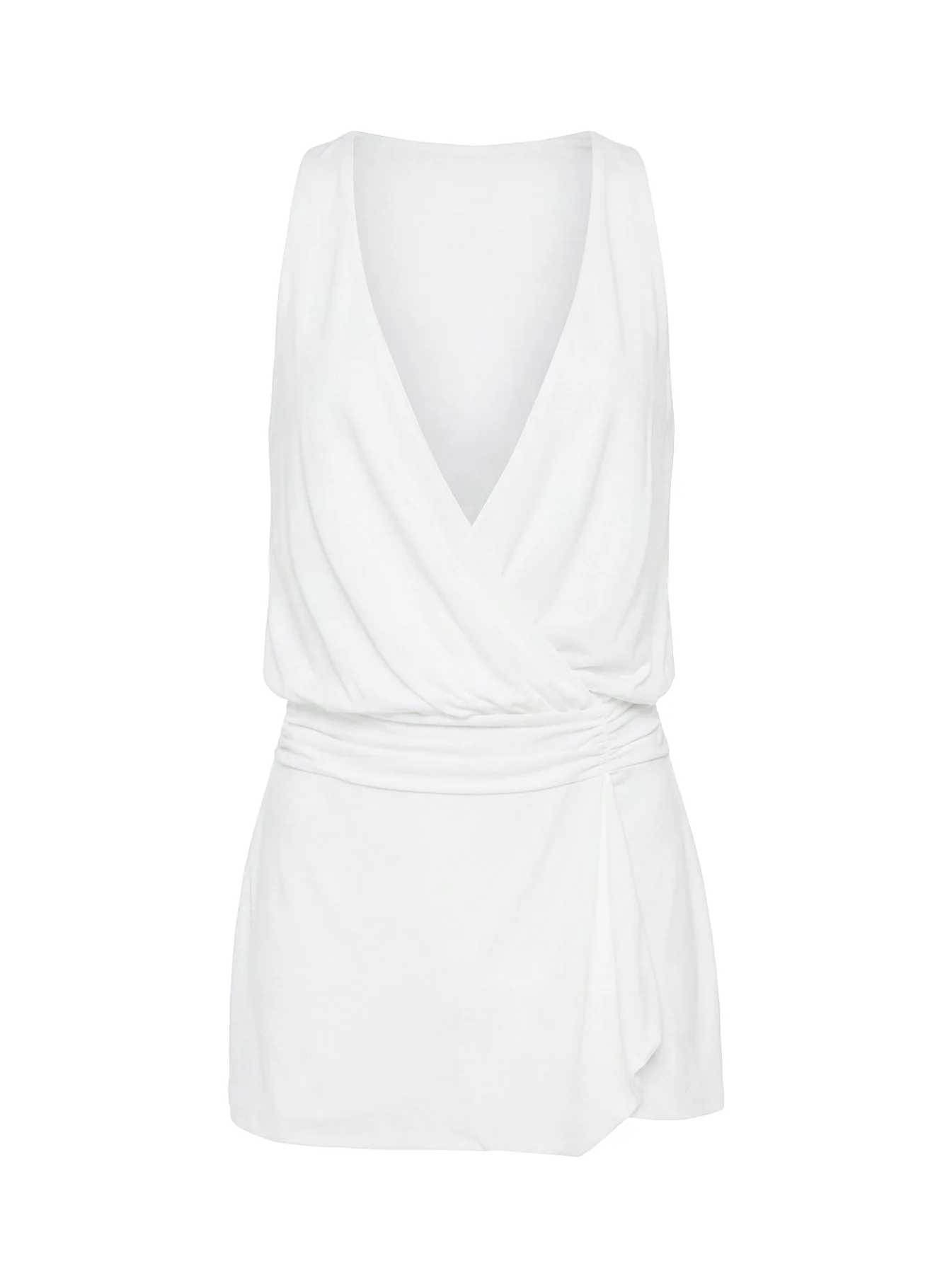 Carissima Drape Plunge Mini Dress White - Image 10