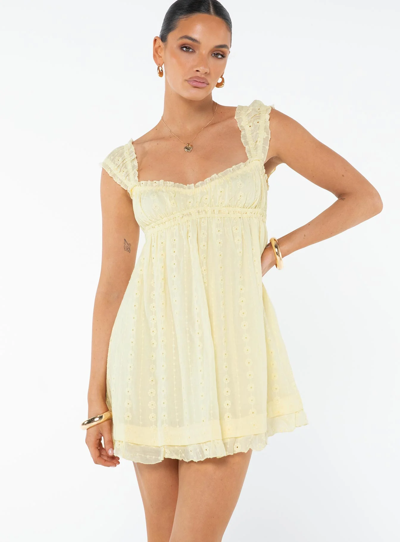 Carlita Mini Dress Yellow Petite - Image 2