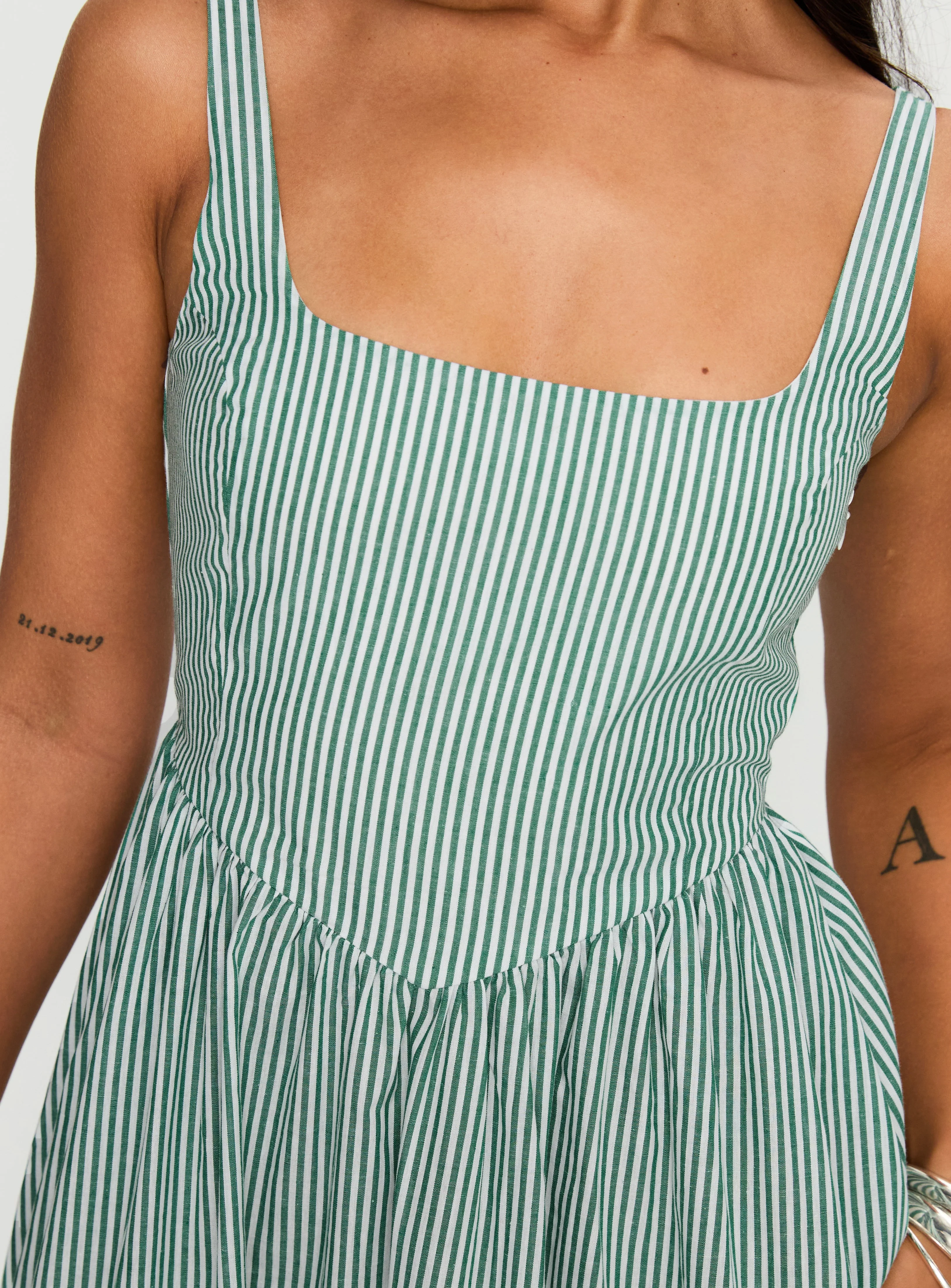 Cartmel Maxi Dress Green / White - Image 5