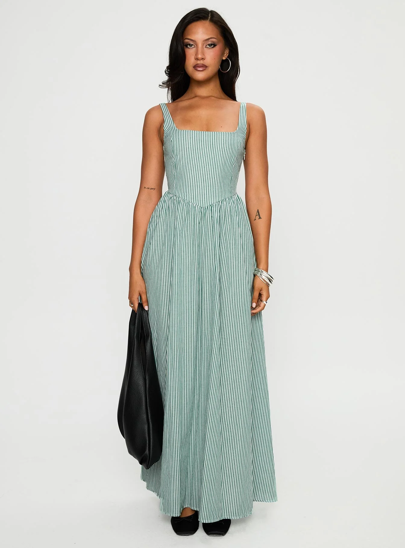 Cartmel Maxi Dress Green / White - Image 6