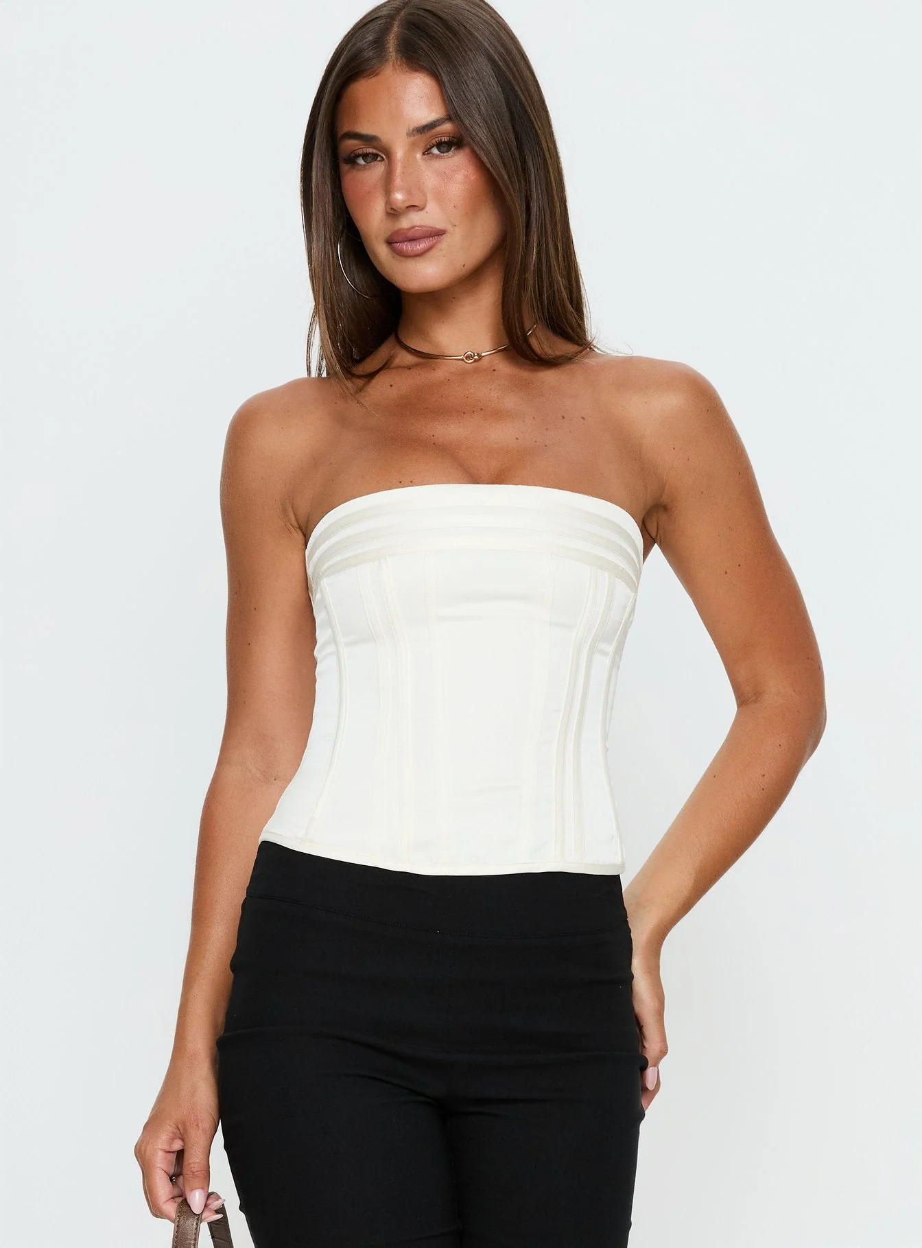 Cecilie Strapless Corset Top Cream - Image 2