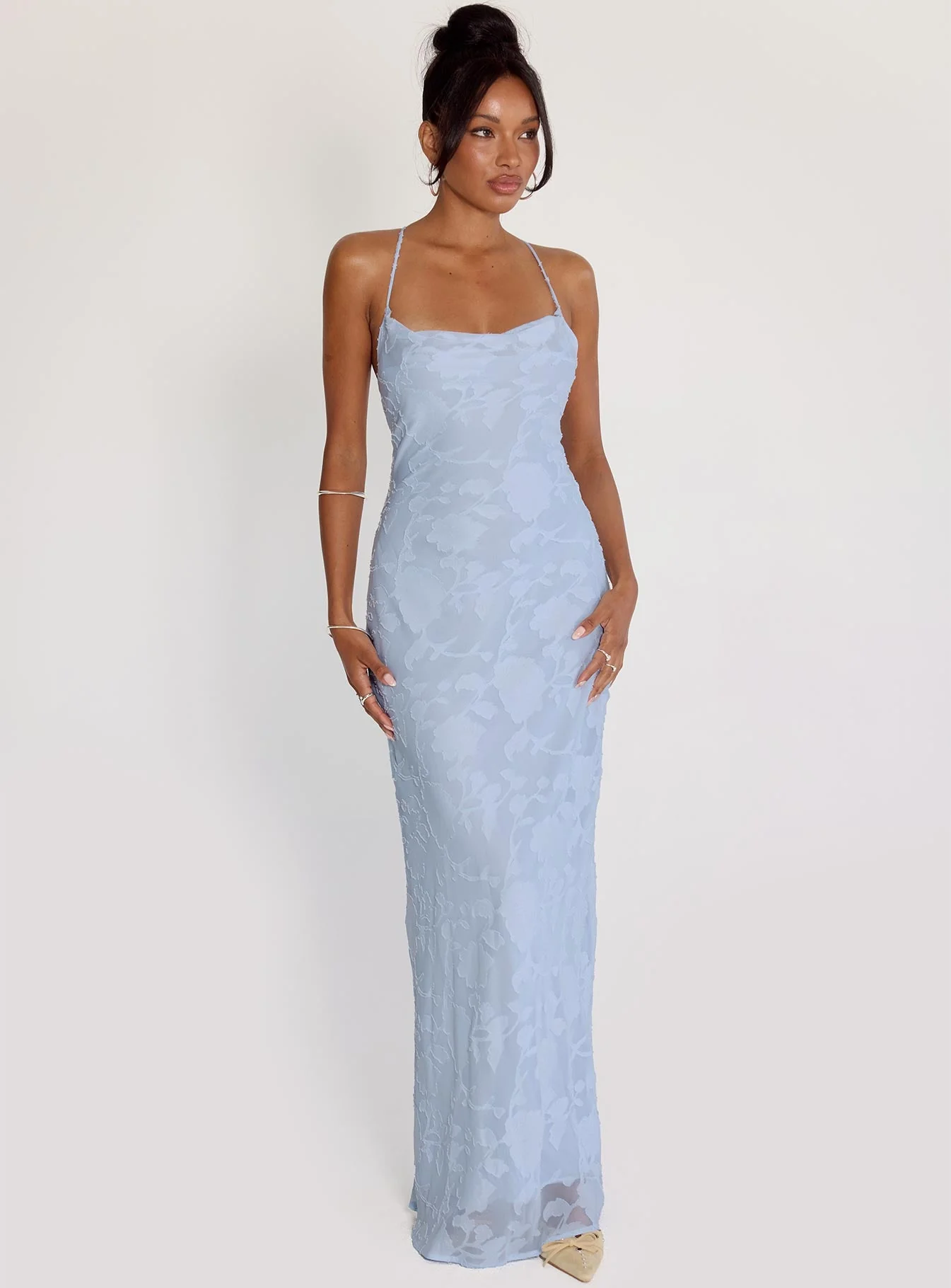 Celena Maxi Dress Blue Burnout - Image 2