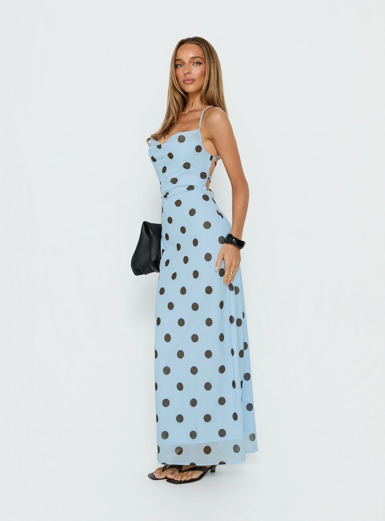 Celena Maxi Dress Blue Polka Dot - Image 4