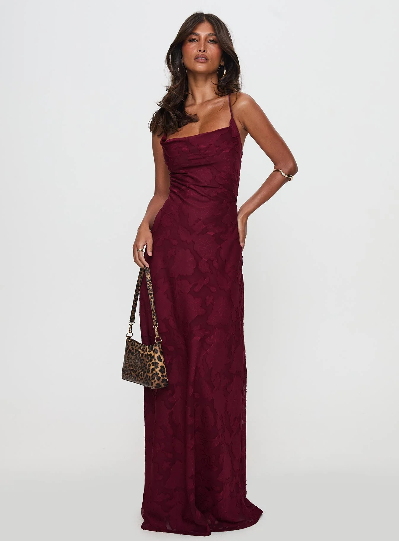 Celena Maxi Dress Burgundy Burnout - Image 2