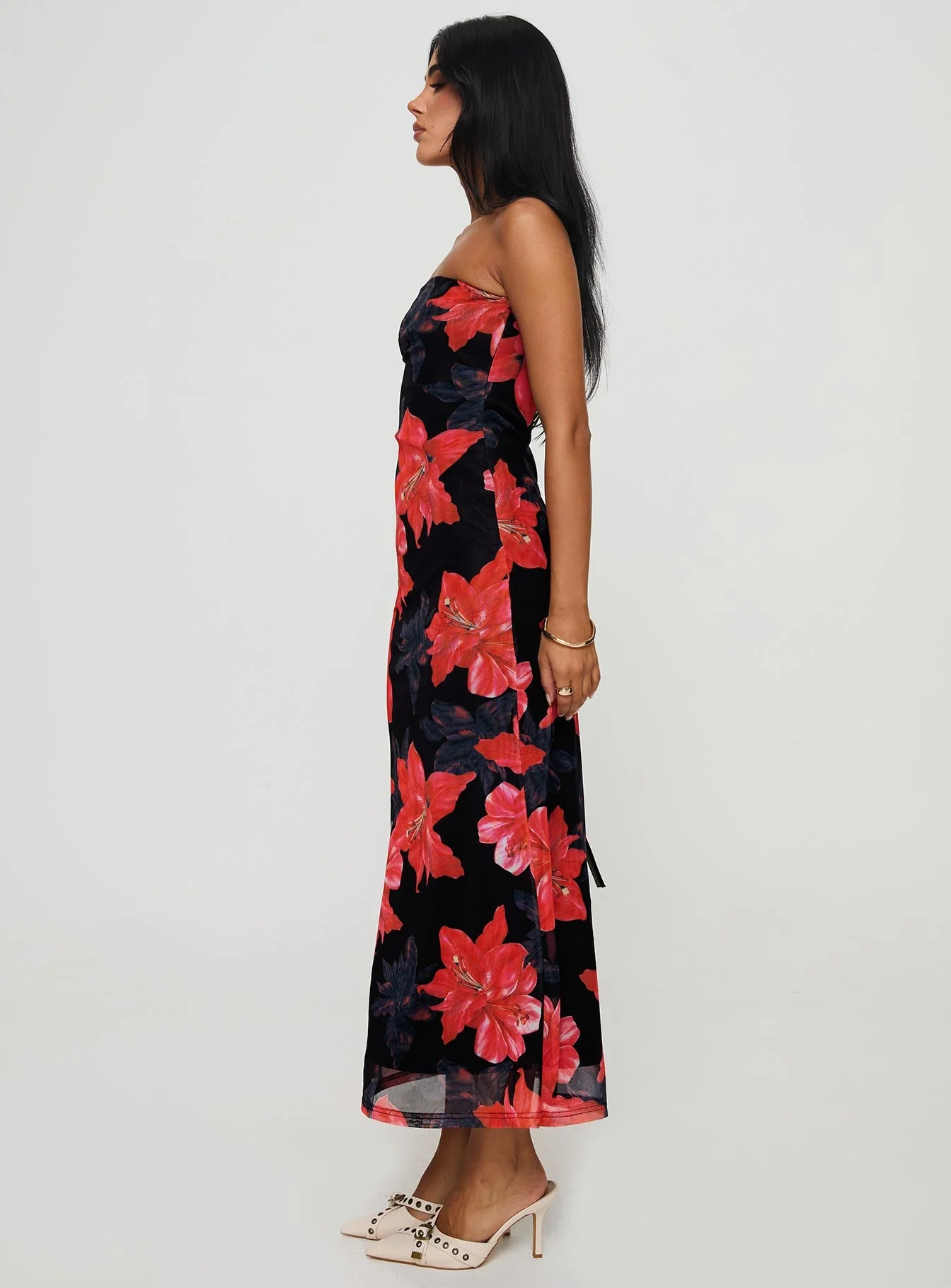 Celik Strapless Maxi Dress Black / Floral - Image 4