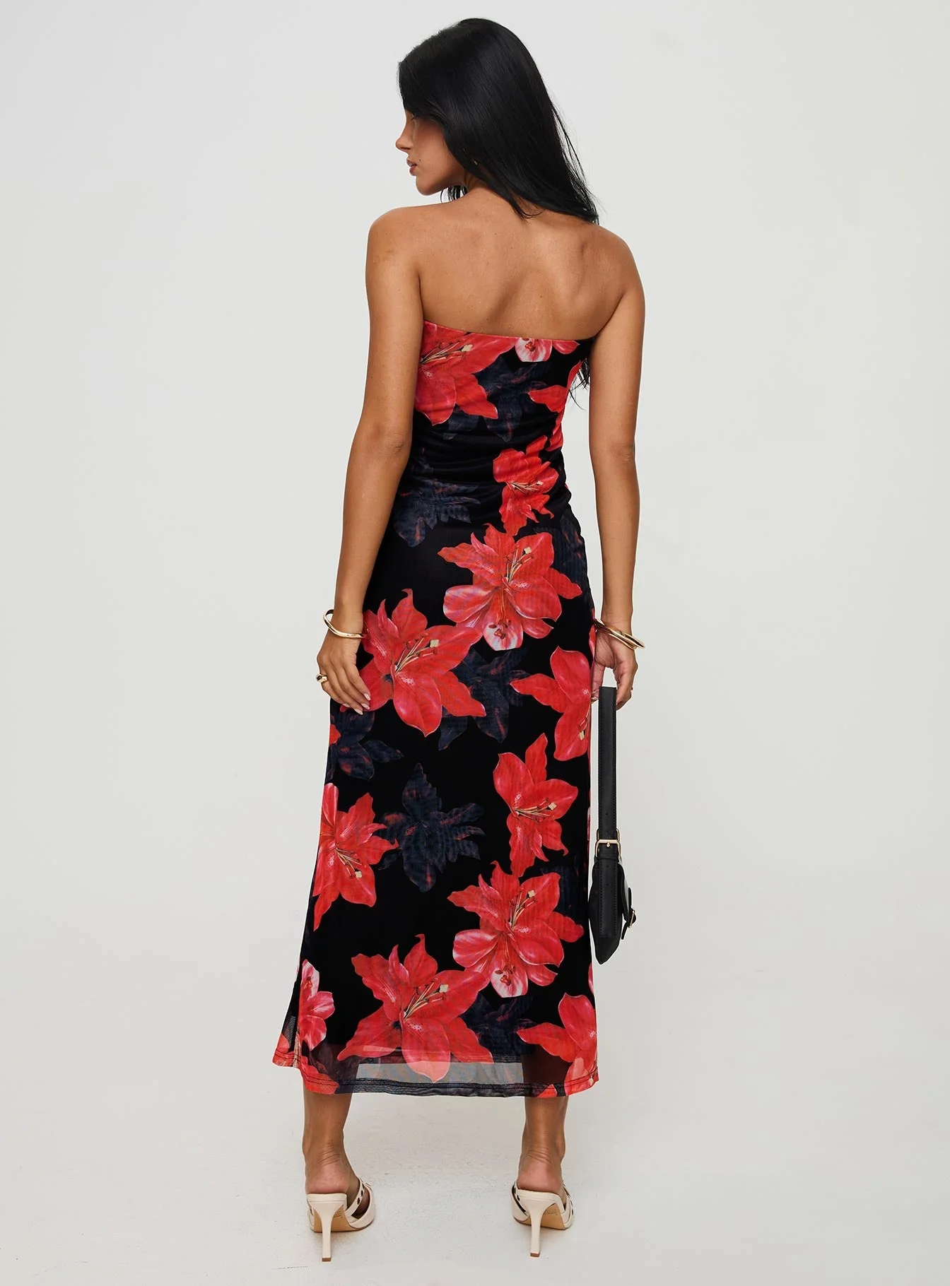 Celik Strapless Maxi Dress Black / Floral - Image 5