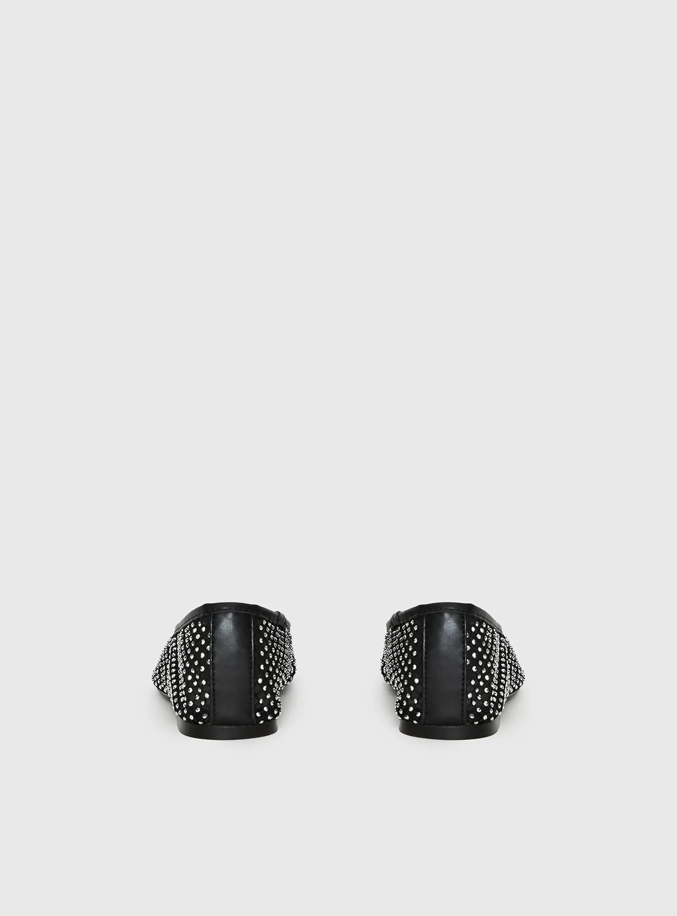 Cerelia Sheer Diamonte Ballet Flats Black - Image 4