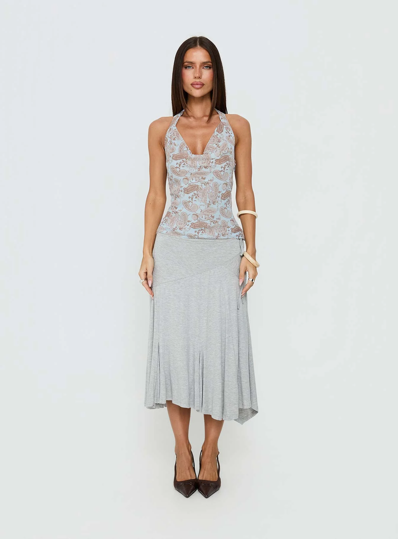 Xiomara Cowl Halter Top Blue Paisley - Image 6