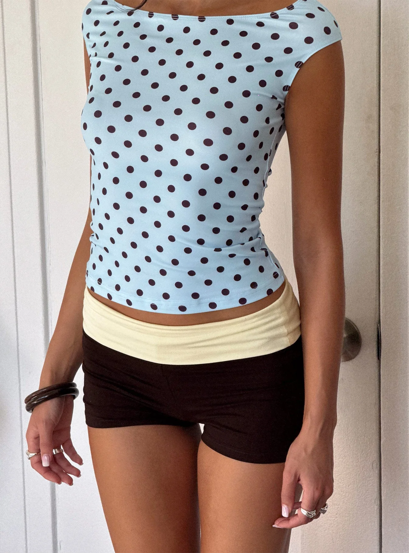 Cheirosa Off Shoulder Top Blue / Brown - Image 10