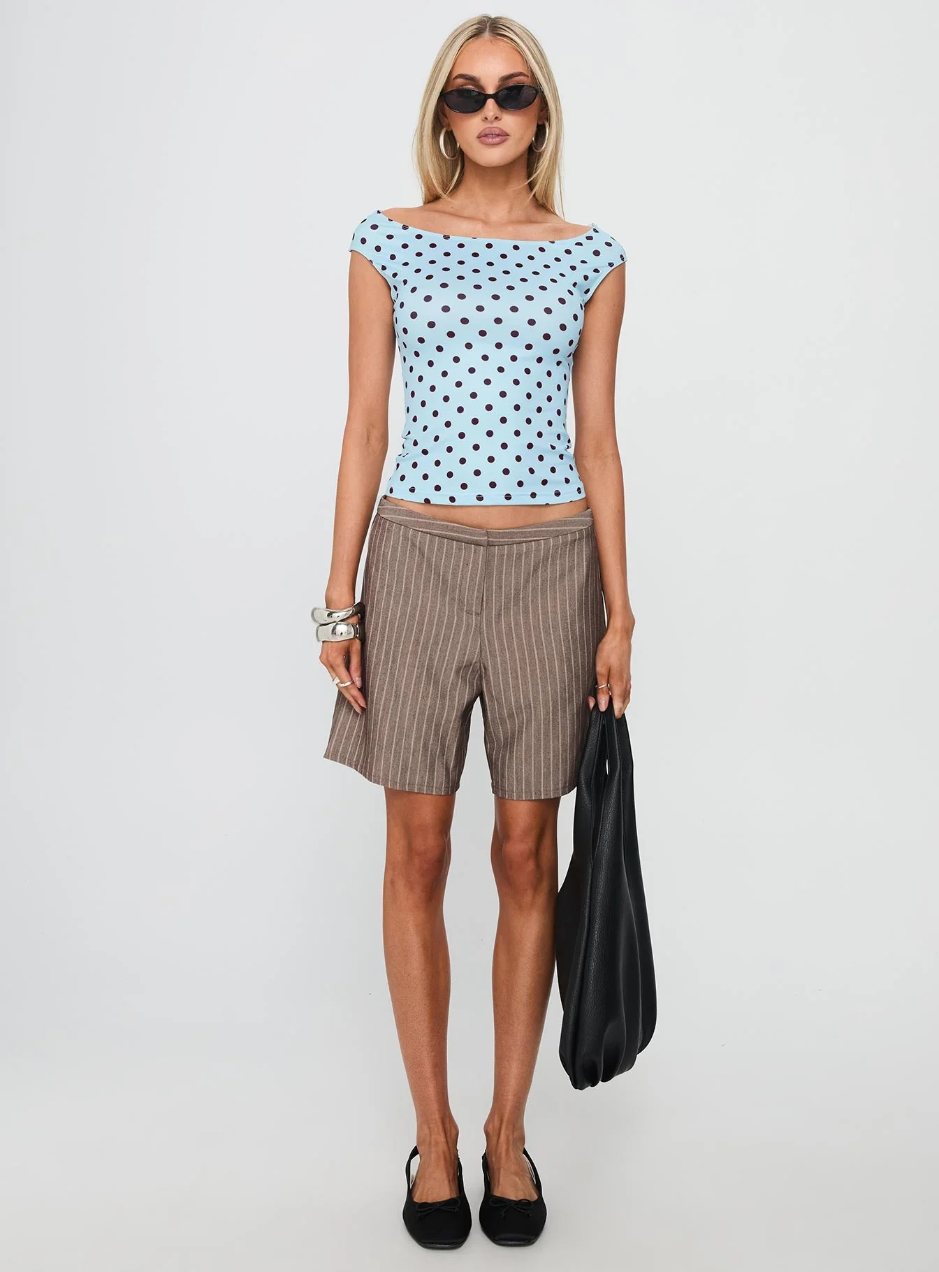 Cheirosa Off Shoulder Top Blue / Brown - Image 7