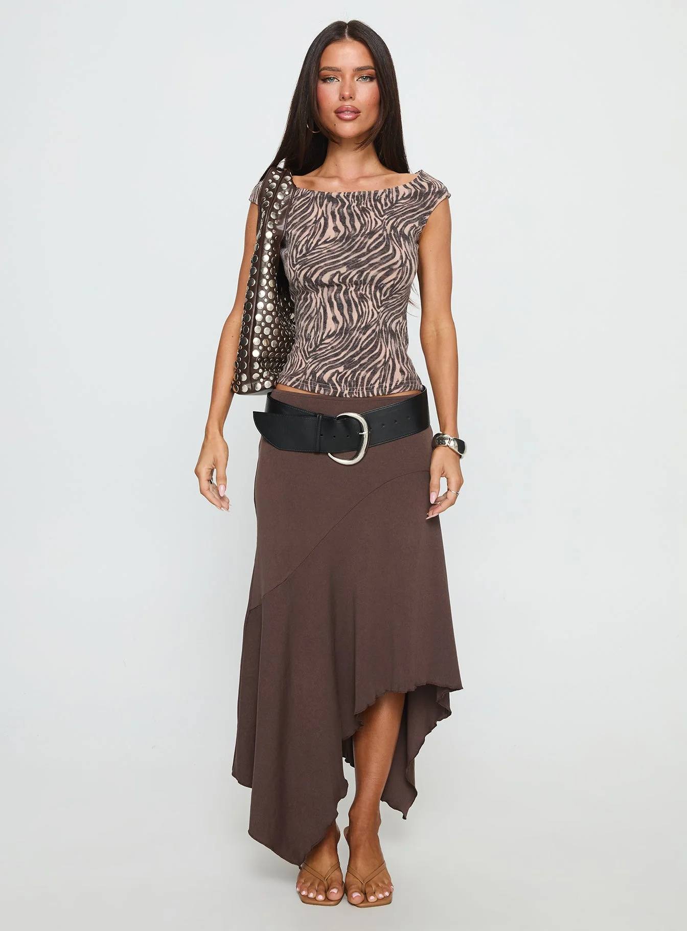 Cheirosa Off Shoulder Top Brown Zebra - Image 7
