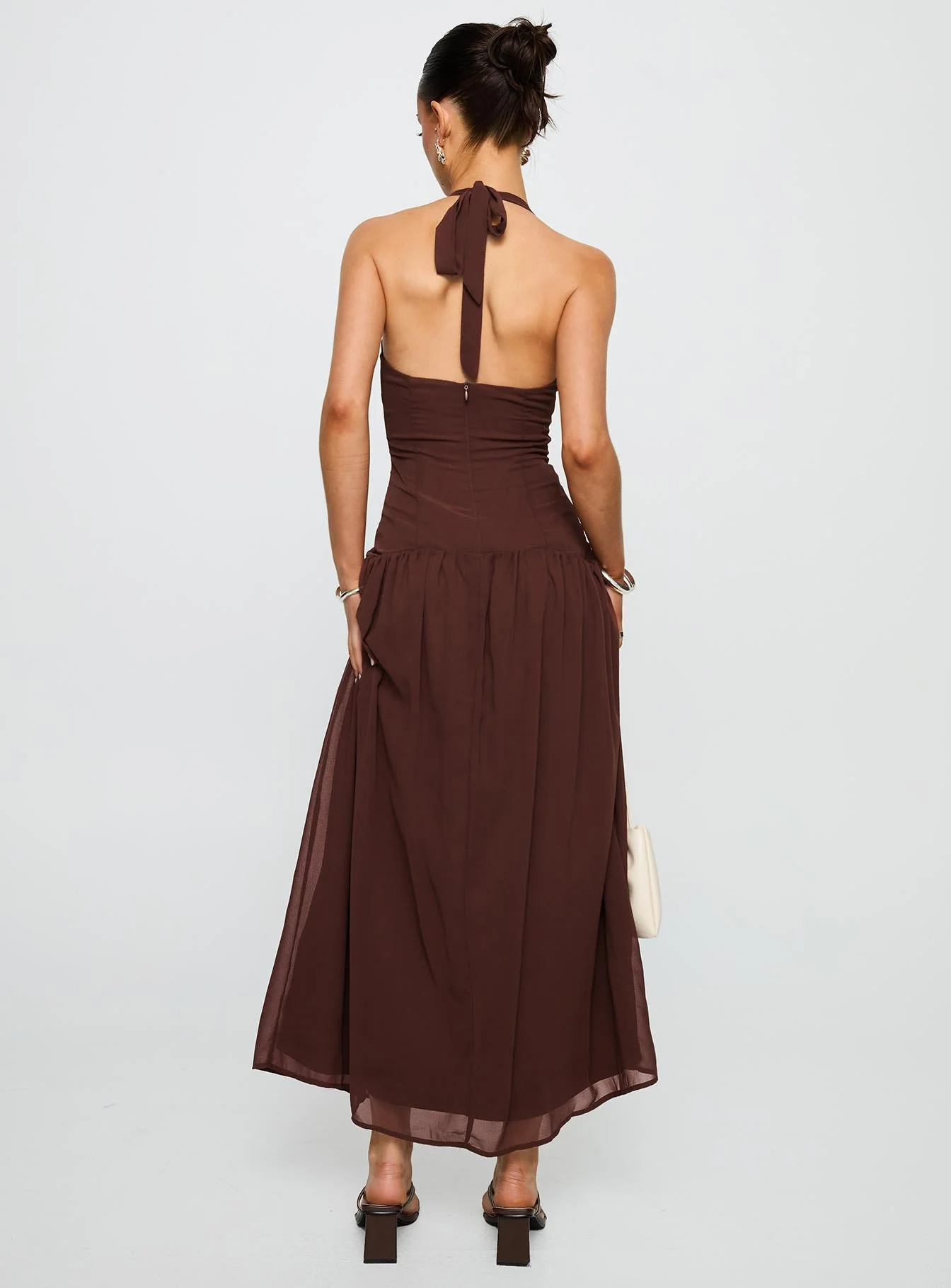 Chestnut Drop Waist Maxi Dress Brown - Image 5
