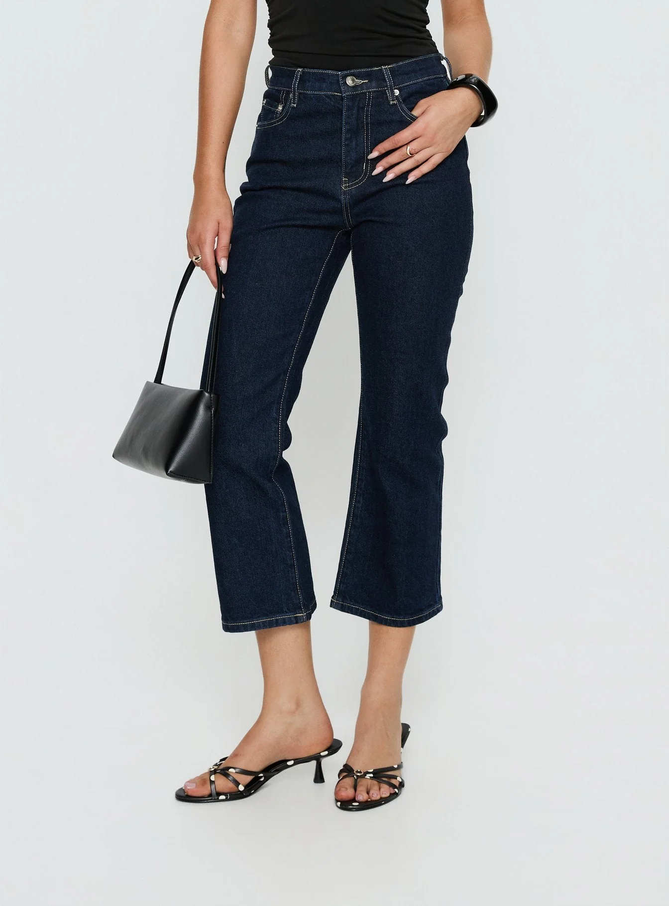 Cindee High Rise Cropped Jeans Raw Indigo - Image 2