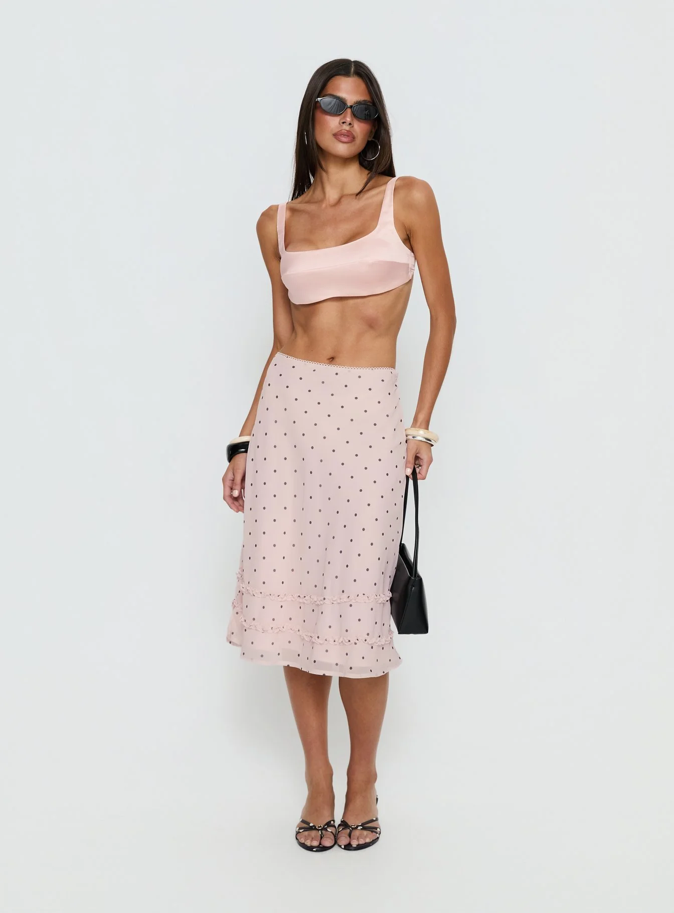 Clarabella Frill Midi Skirt Pink Polka Dot - Image 3