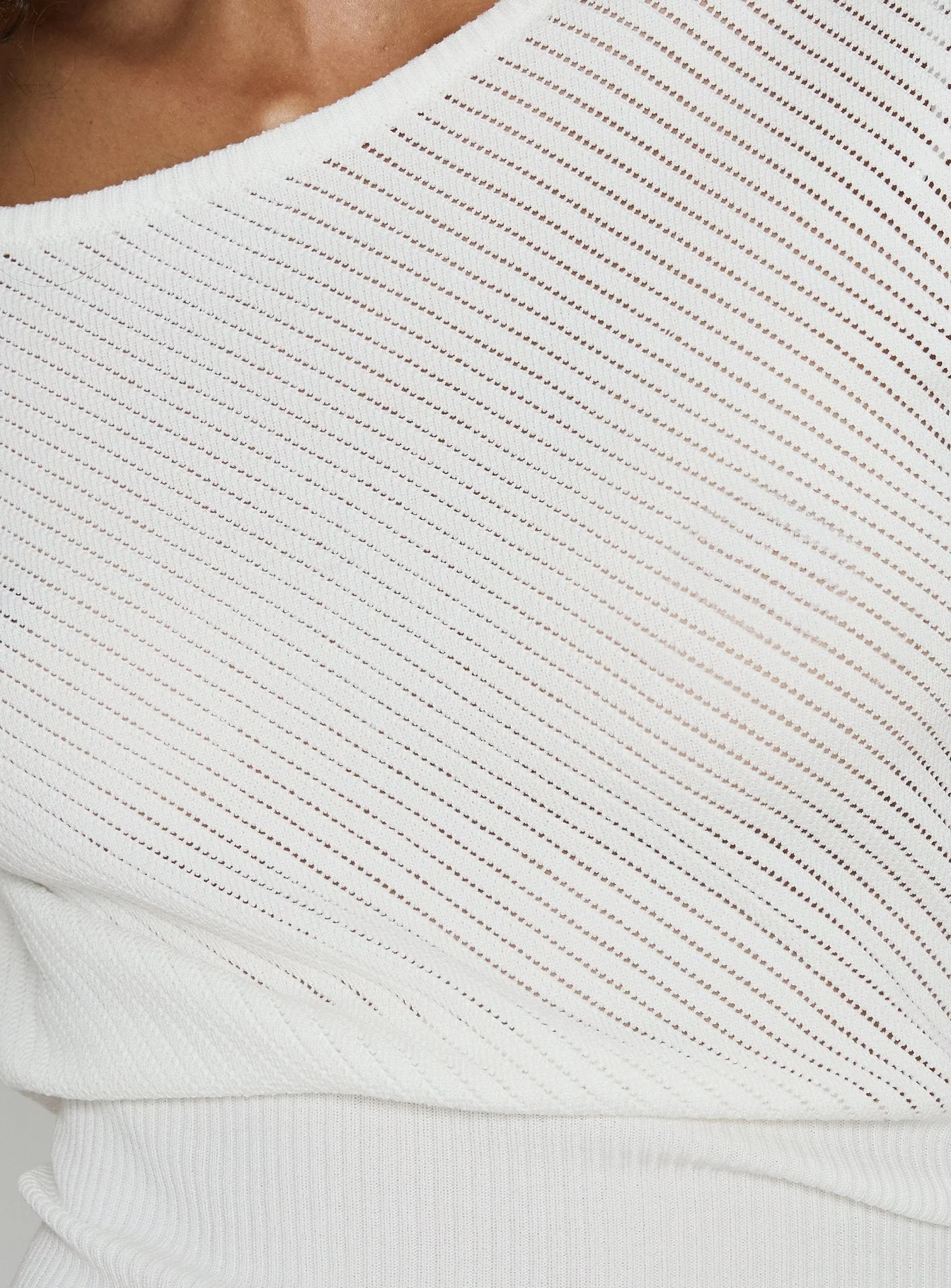 Cloud Tempo Boat Neck Cinched Knit Top White - Image 6
