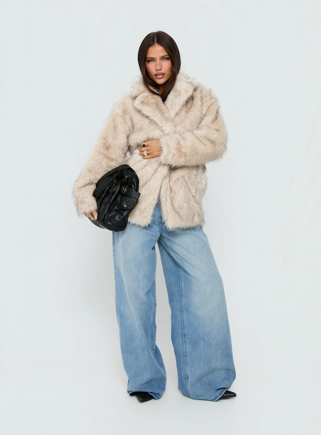 Clova Faux Fur Coat Grey - Image 3