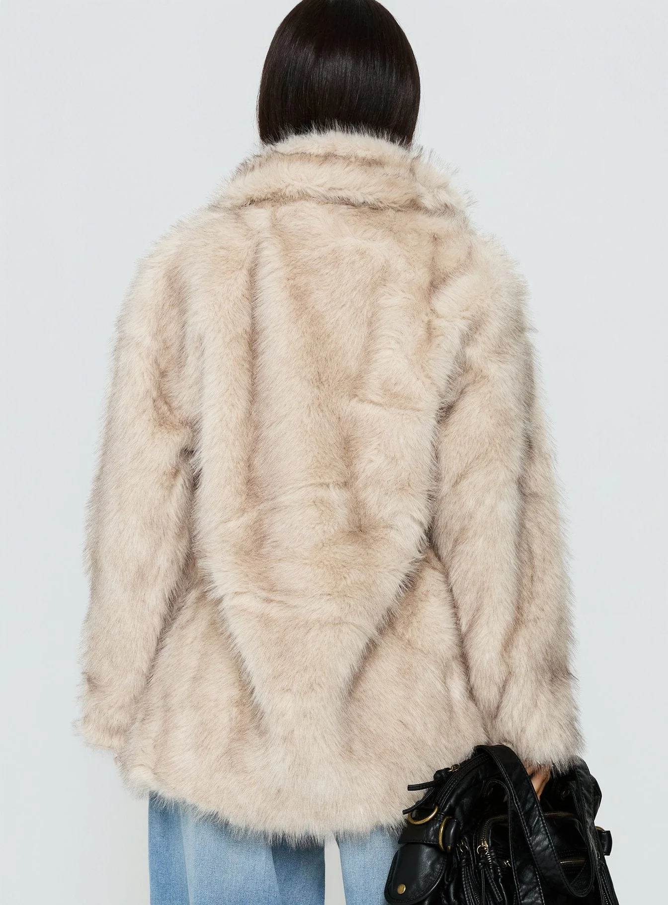 Clova Faux Fur Coat Grey - Image 5