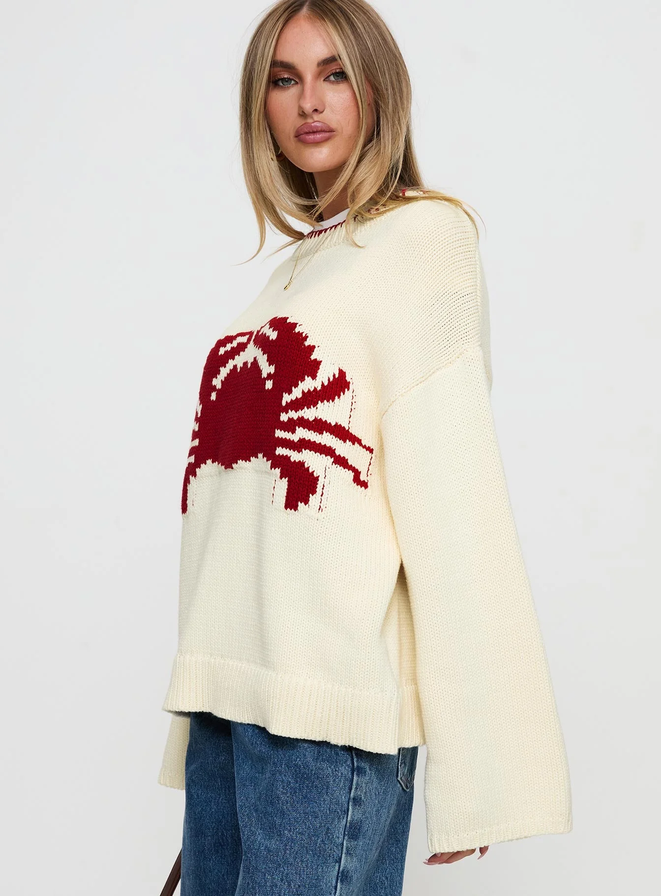 Coastlines Knit Sweater Cream / Red - Image 4