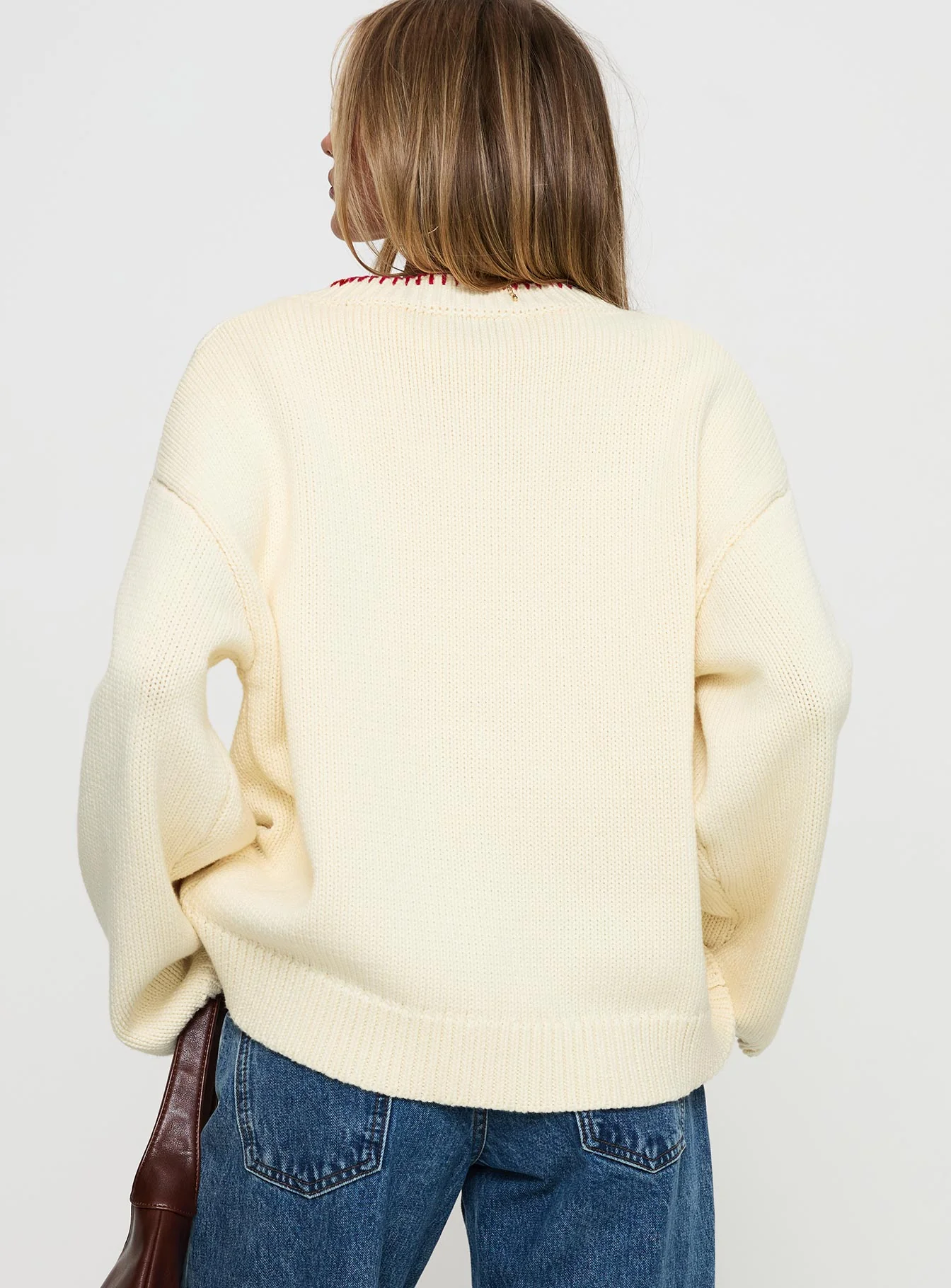 Coastlines Knit Sweater Cream / Red - Image 5