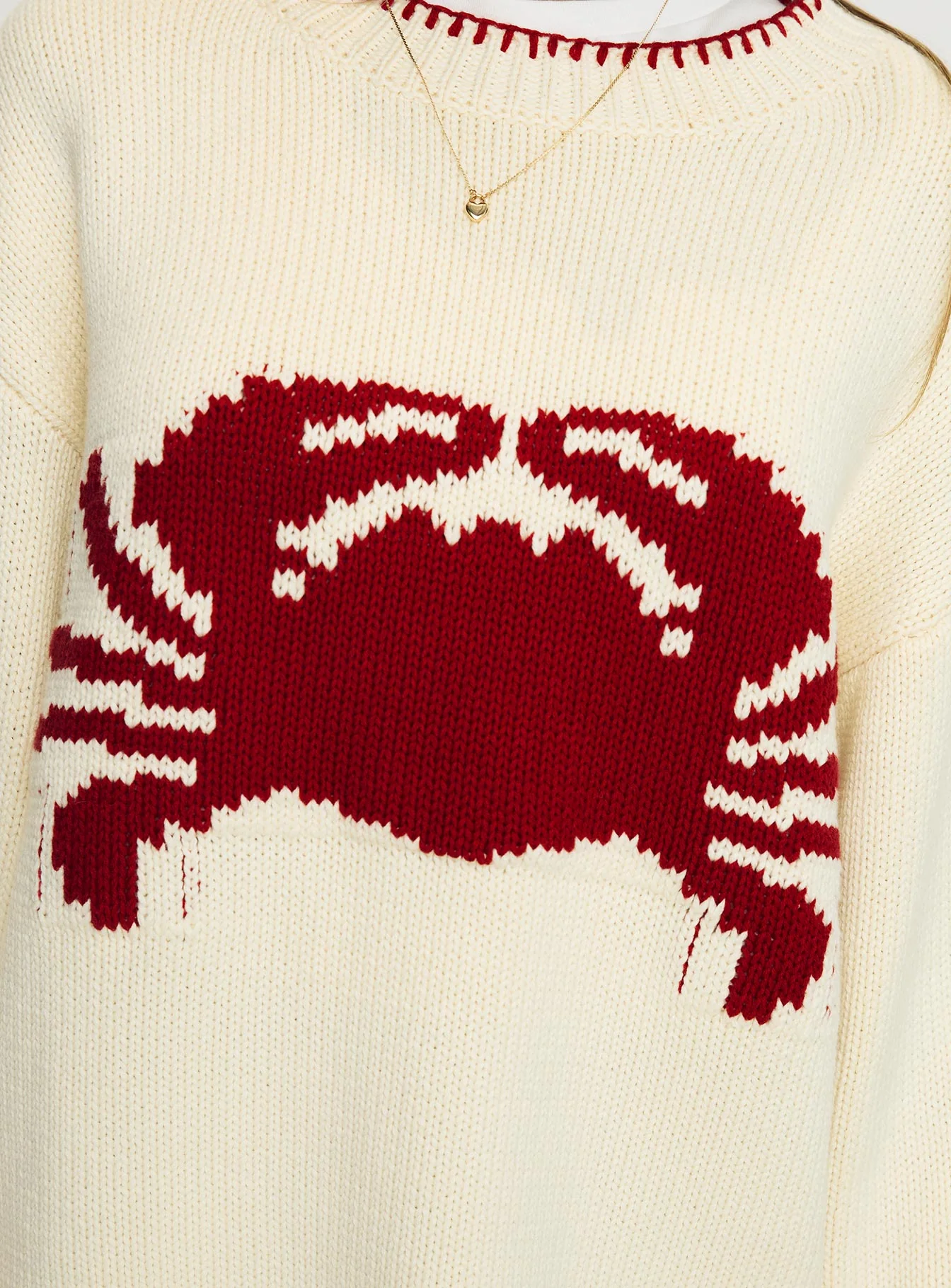 Coastlines Knit Sweater Cream / Red - Image 6