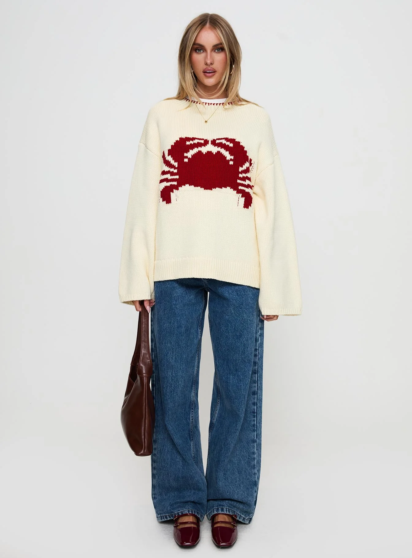 Coastlines Knit Sweater Cream / Red - Image 7