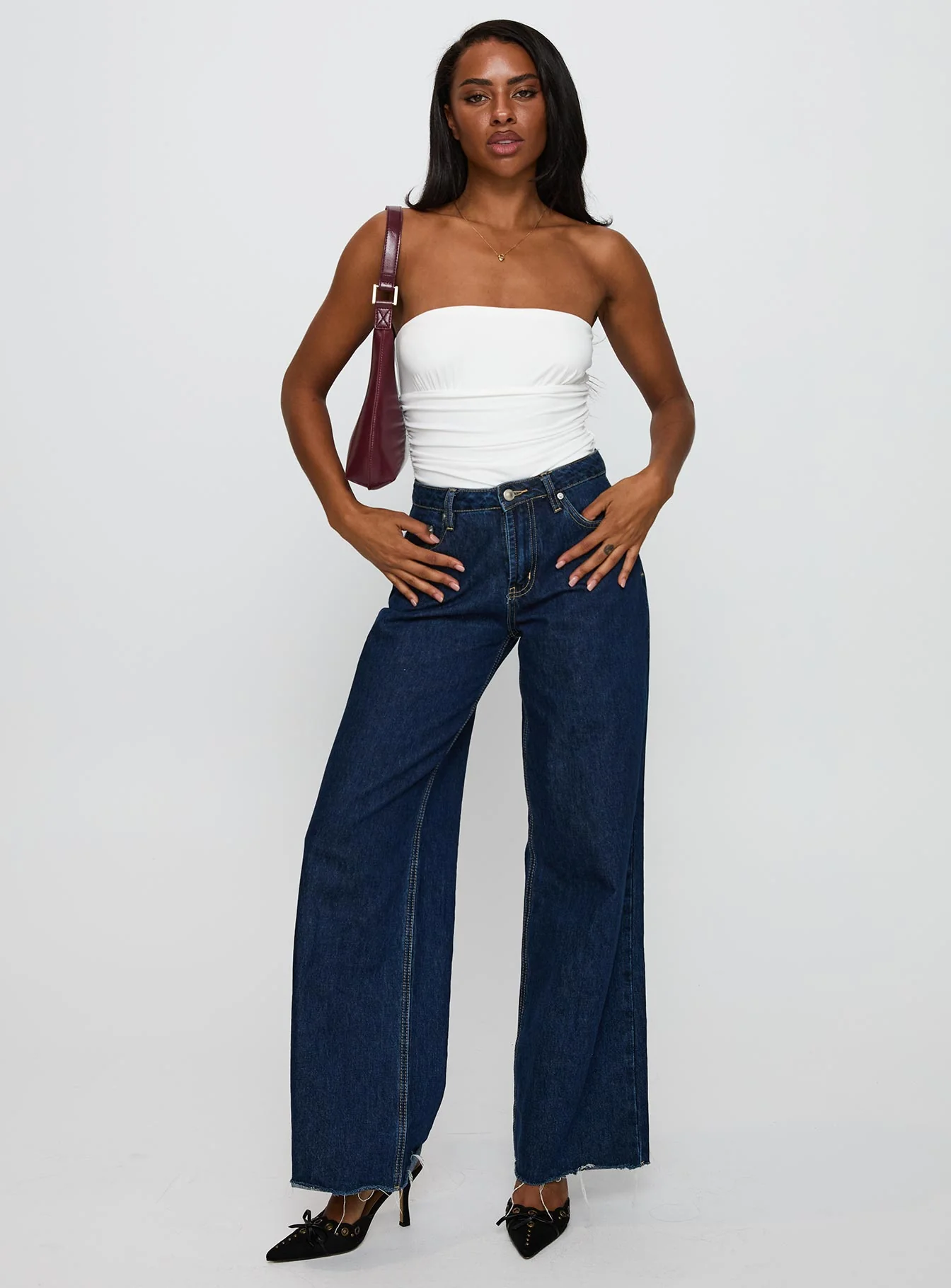 Coincidence Strapless Ruched Bodysuit White - Image 3